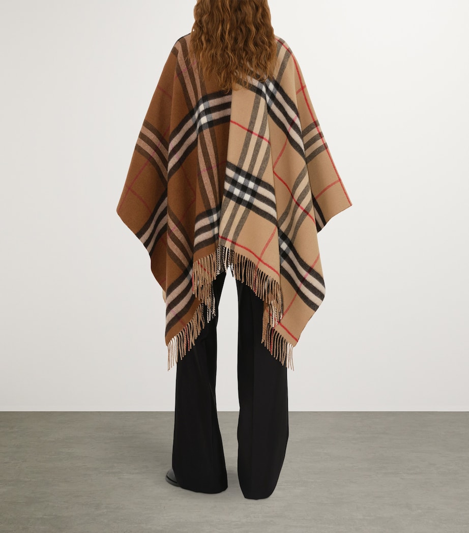 Wool-Cashmere Contrast-Check Cape ARC BEG/DRK BIR BRWN Image 2