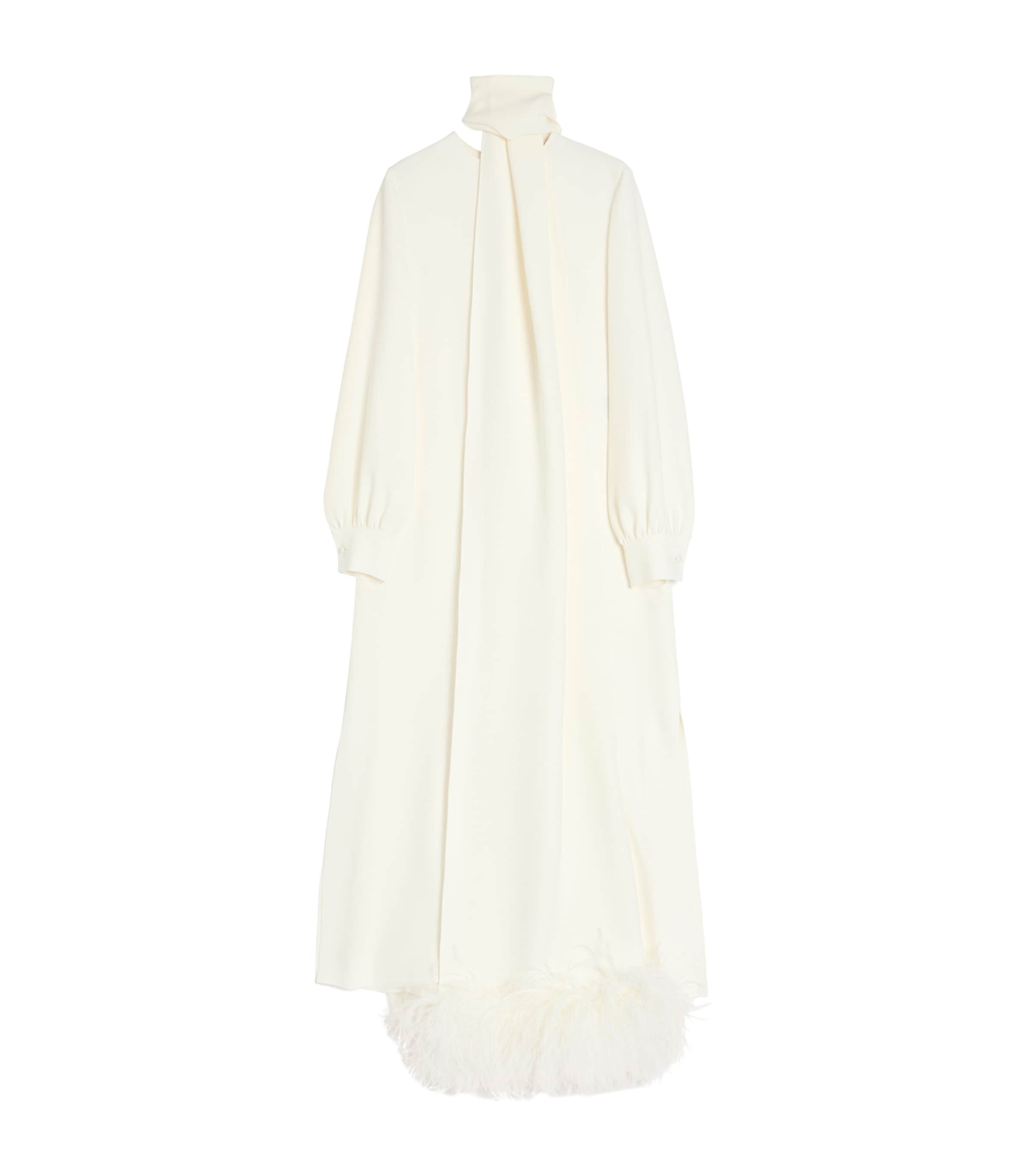 Shop Valentino Silk Tie-detail Maxi Dress In Ivory