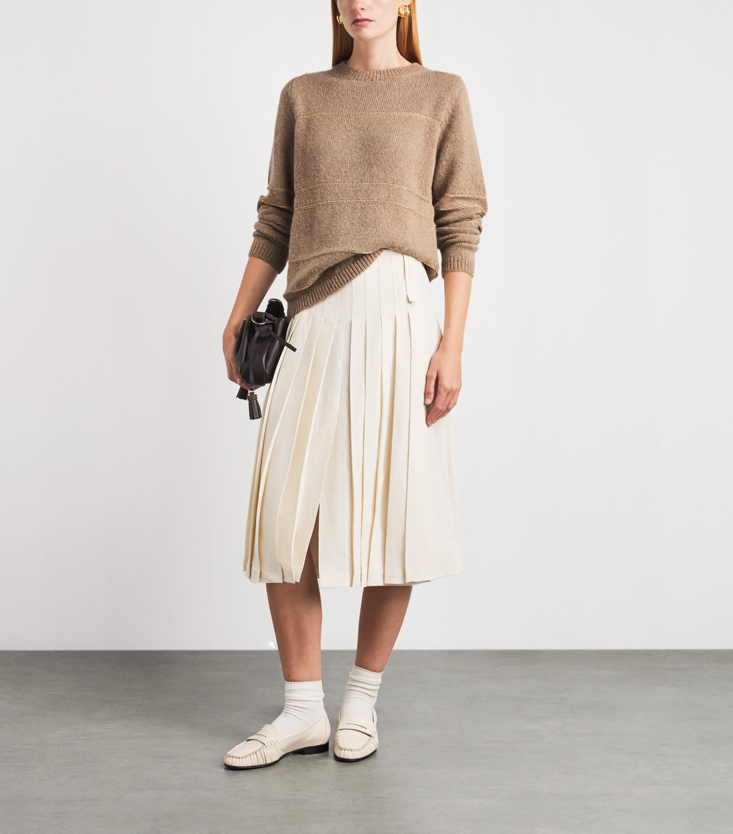 Fabiana Filippi Womens Wool-Blend Jacquard Sweater Faggio Image 2