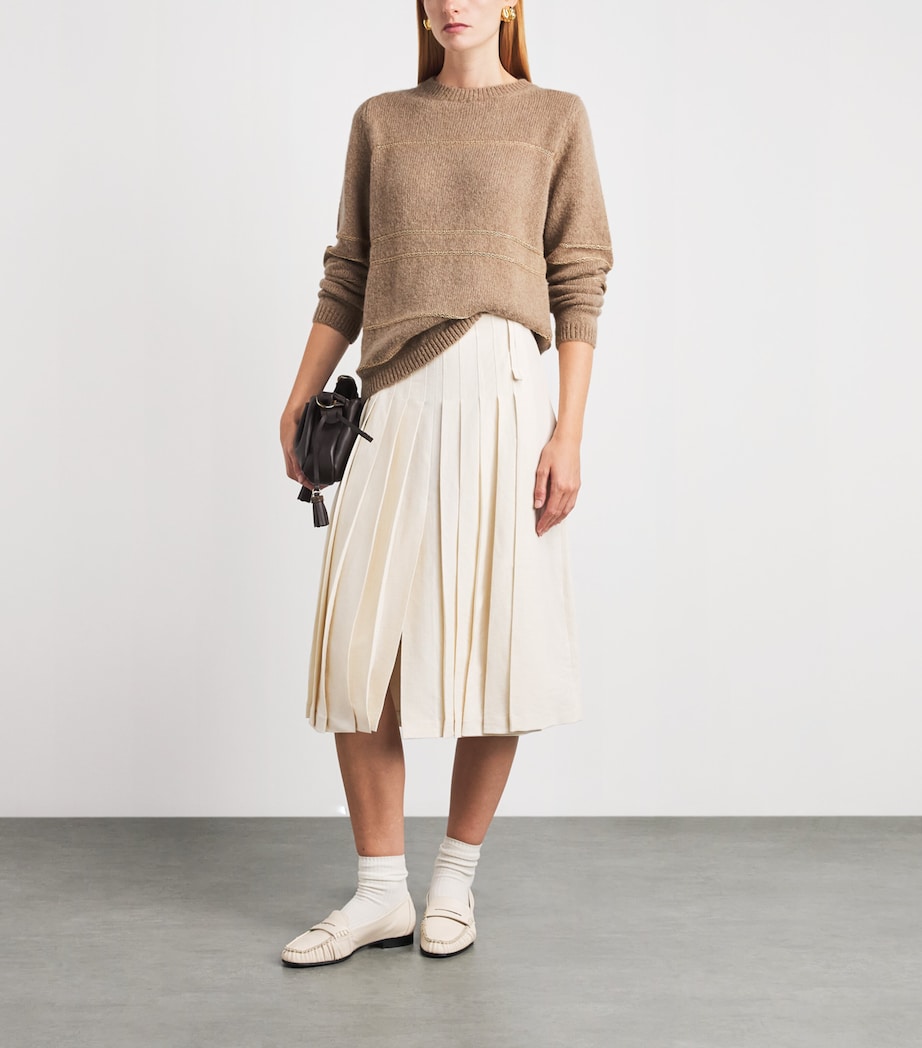 Fabiana Filippi Womens Wool-Blend Jacquard Sweater Faggio Image 2