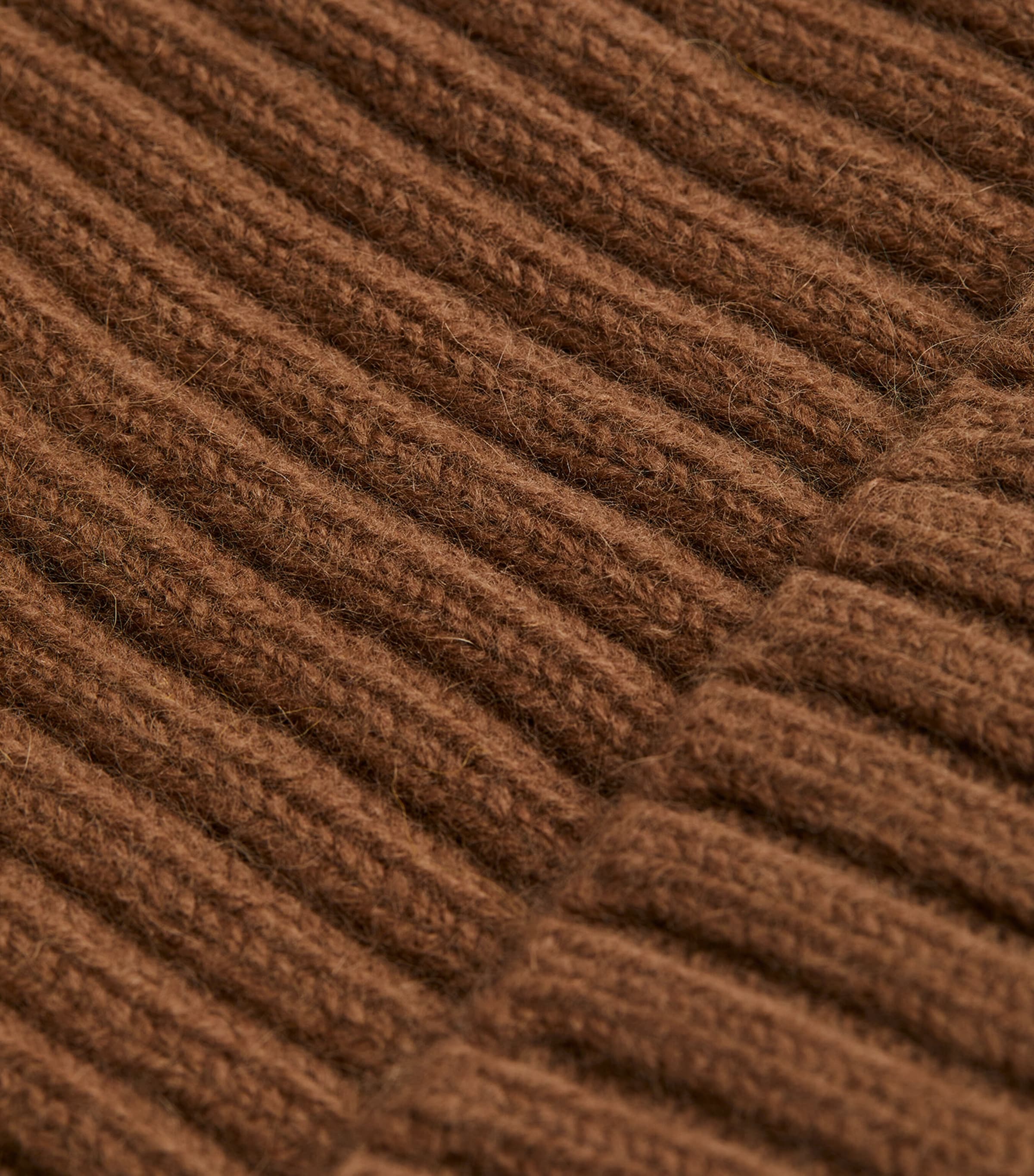 Wool Ribbed Beanie 040 - WALNUT Image 3