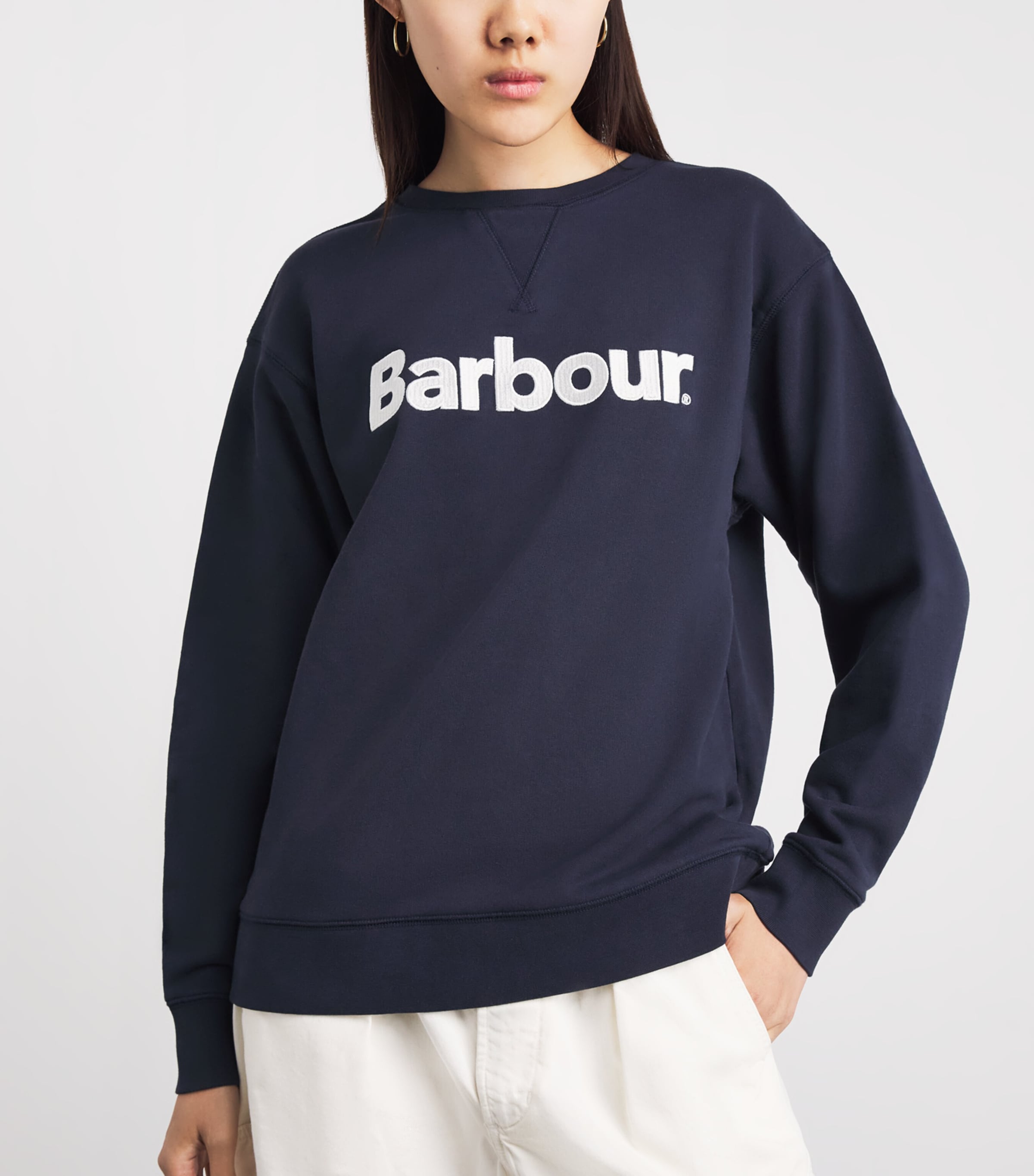 Barbour Cotton Hartland Sweatshirt Dark Navy Image 3