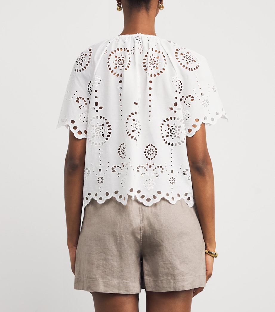 Cotton Broderie Anglaise Blouse WHITE Image 4