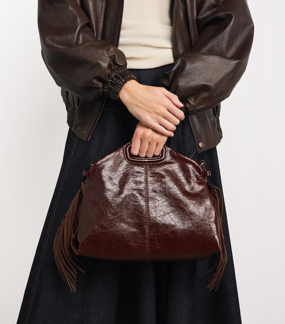 Cracked Leather Miss M Shoulder Bag DARK BROWN Image 5