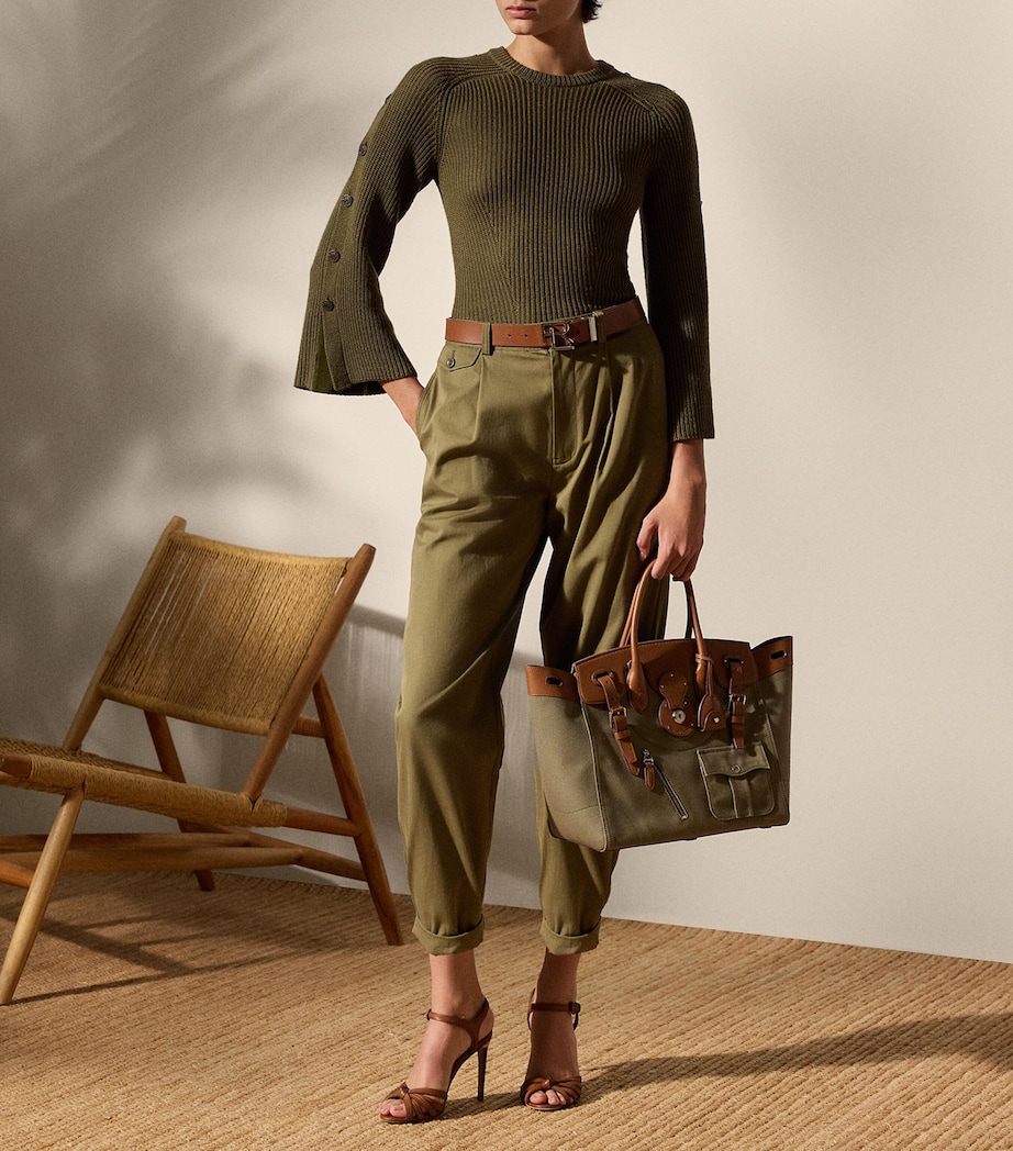 Wool-Silk Button-Sleeve Sweater MOSS Image 2