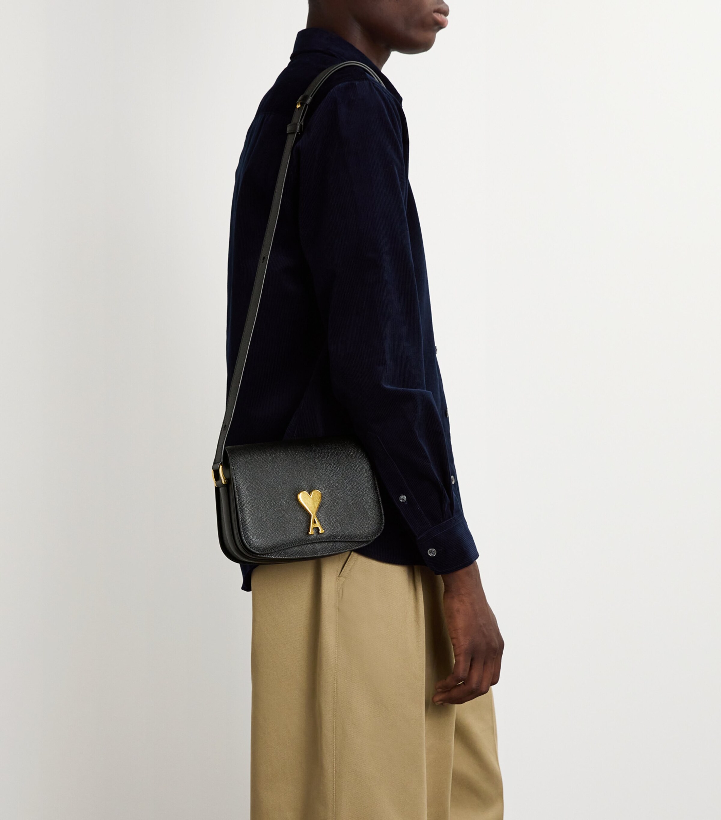AMI Paris Black Leather Paris Paris Cross-Body Bag | Harrods UK