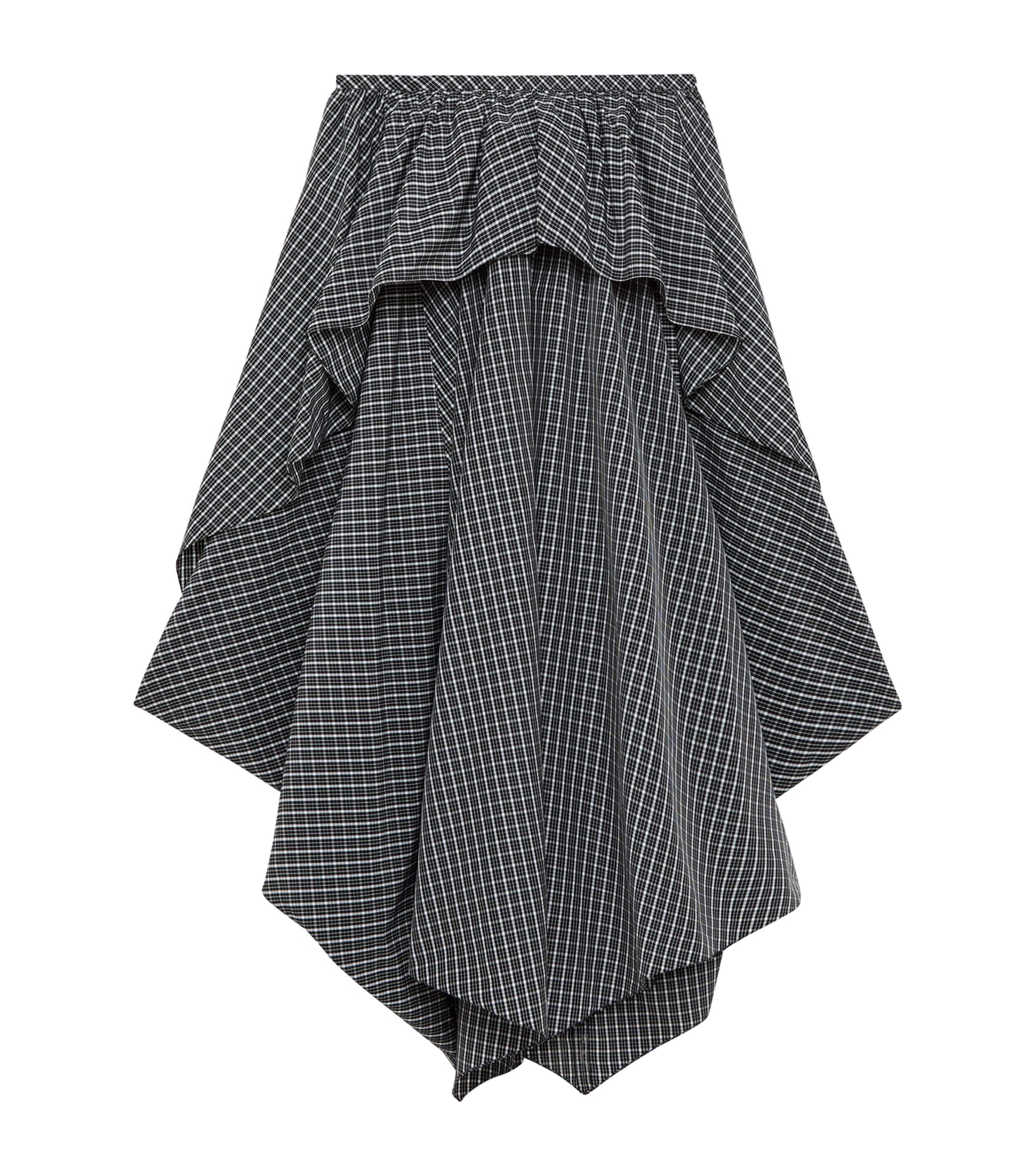 LOEWE Womens Draped Check Midi Skirt Black/white Image 1