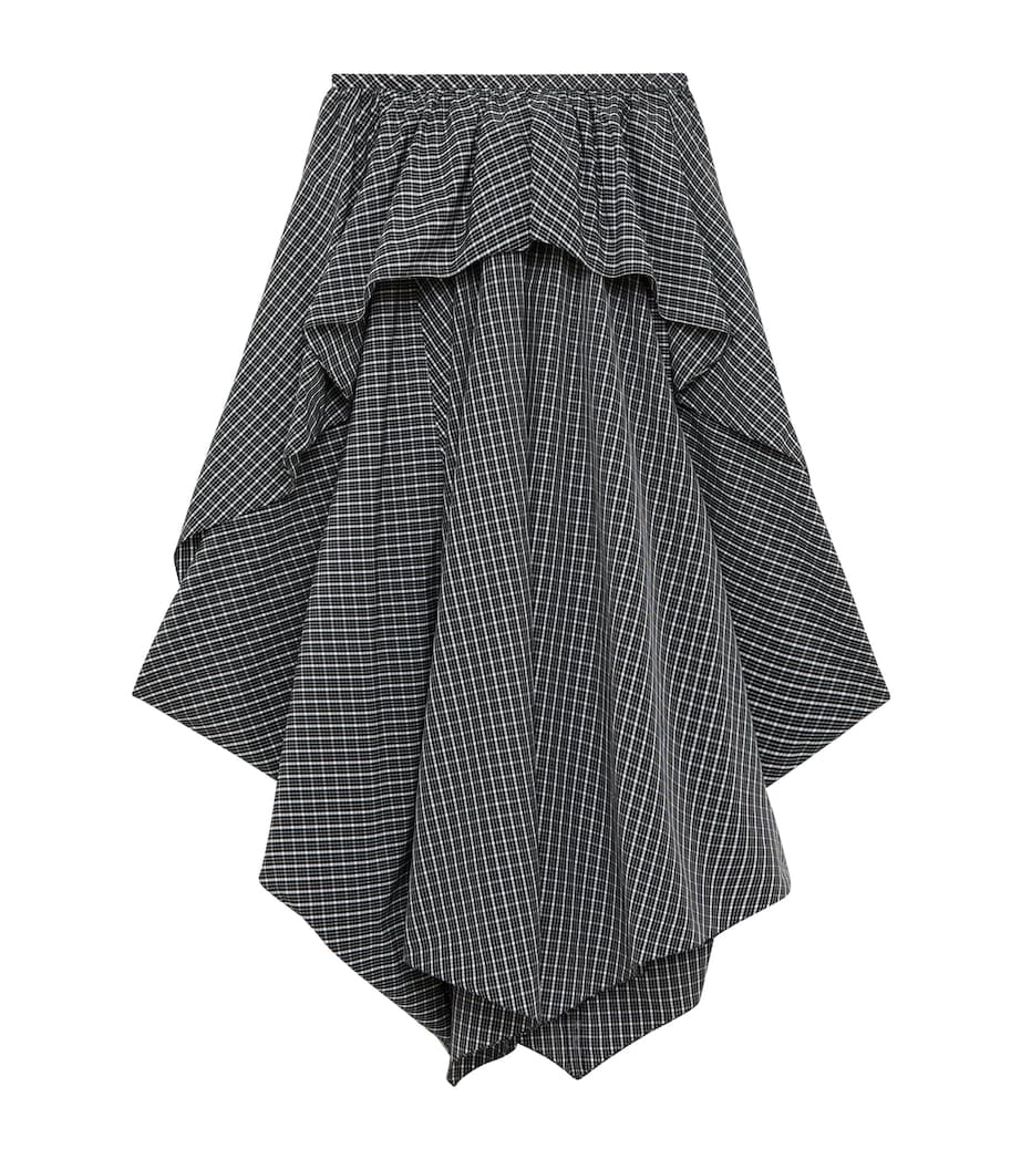 LOEWE Womens Draped Check Midi Skirt Black/white Image 1