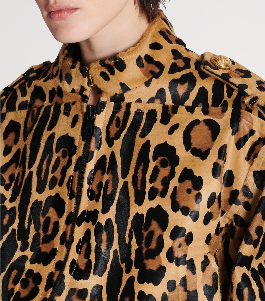 Suede Leopard Print Bomber Jacket WDH MULTI/NOIR Image 5