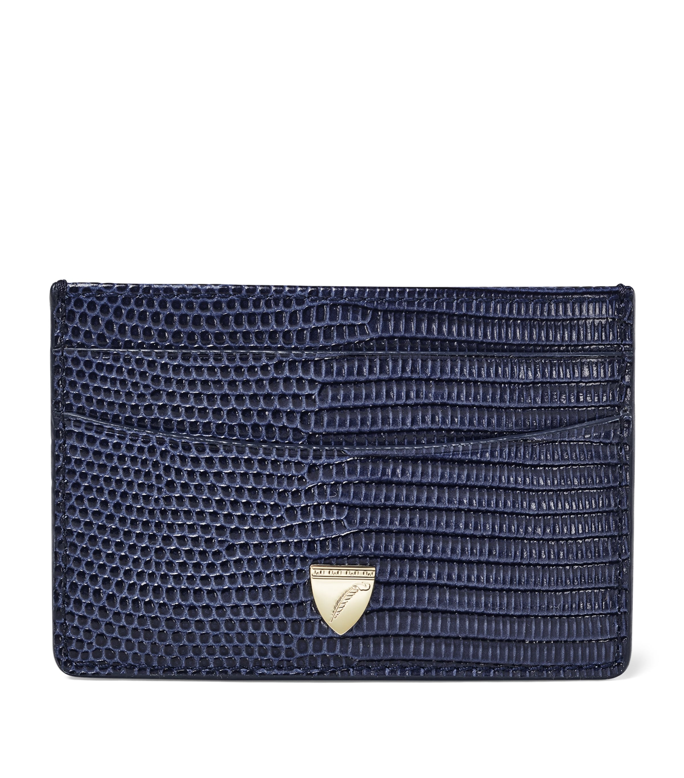 Aspinal Of London Embossed Leather Slim Card Holder In Blue