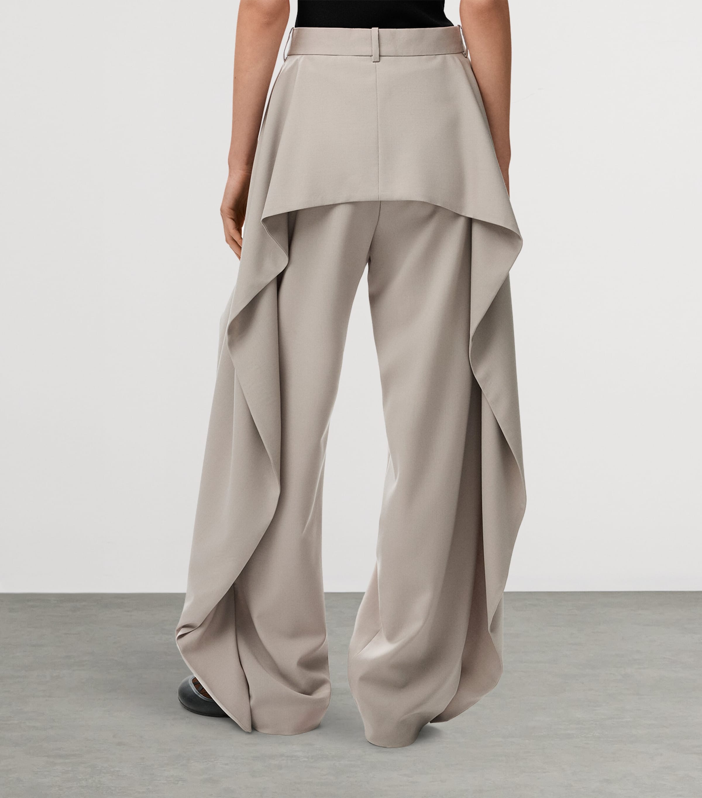 LOEWE Womens Wool-Blend Pleated Trousers Light Taupe Image 4