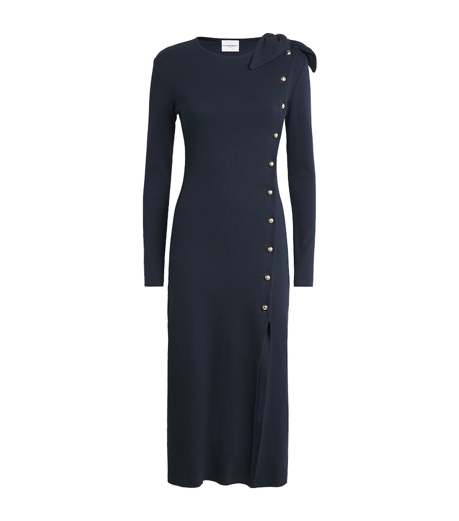 Stretch-Cotton Button Dress NAVY Image 1