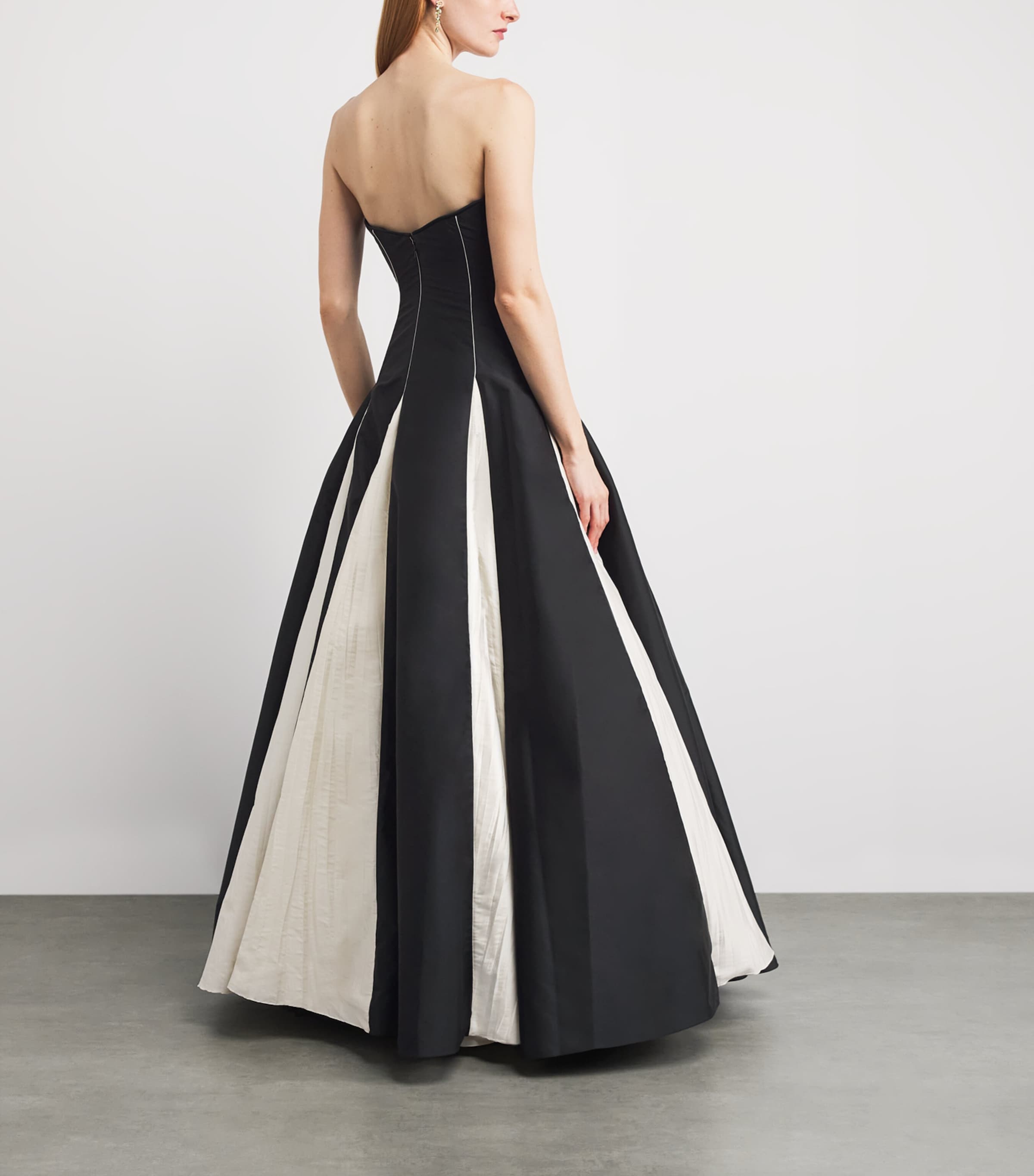 Marmar Halim Womens Taffeta Contrast Panelled Gown Black Image 4
