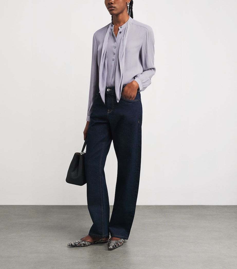 Georgette Pussybow Blouse 029 GRAY Image 2