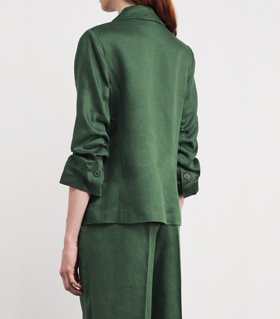 Iris Von Arnim Womens Linen Cinched-Sleeve Blazer Pine Image 4