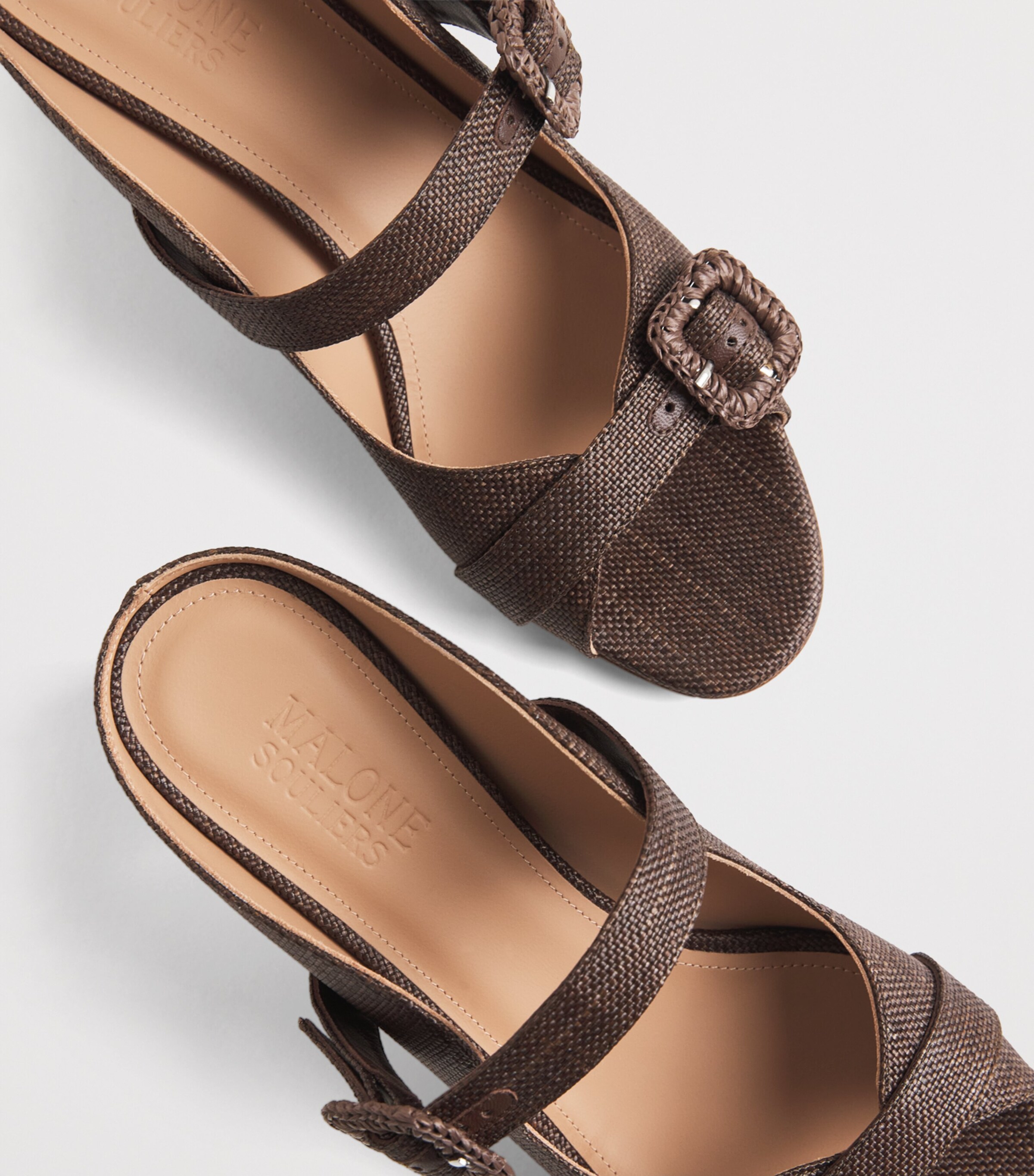 Malone Souliers Raffia Kimmy Heeled Mules 45 Dark Brown Image 7