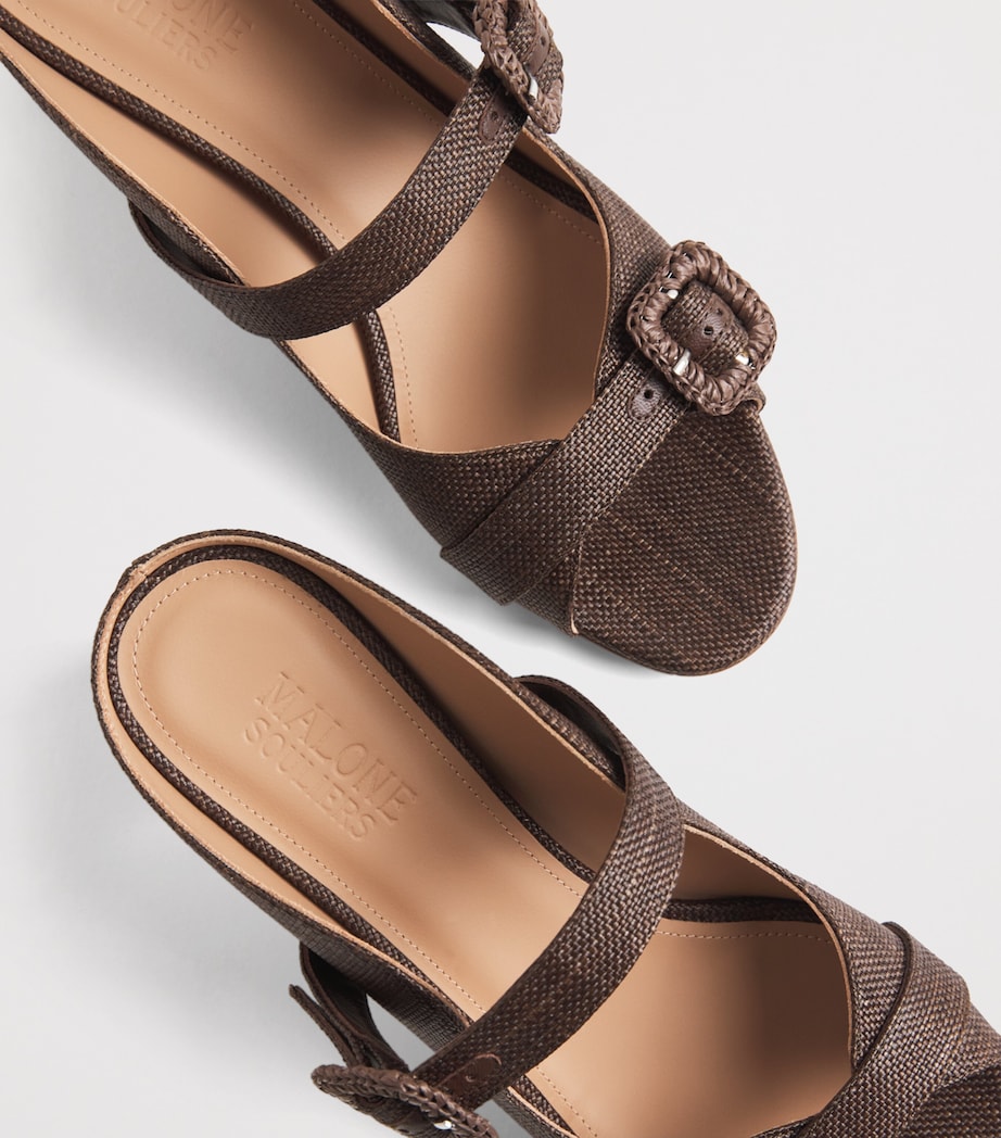 Malone Souliers Raffia Kimmy Heeled Mules 45 Dark Brown Image 7