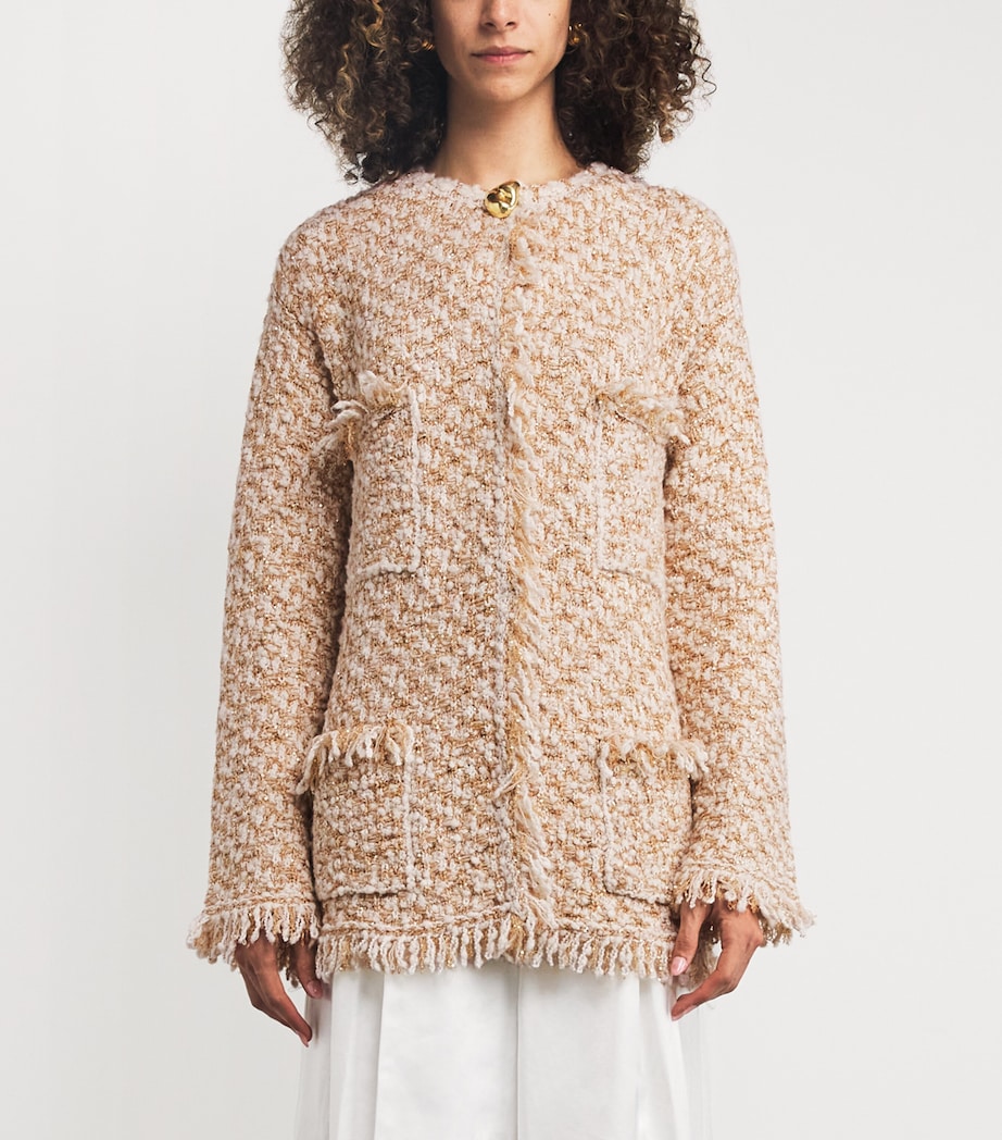 Sequin Tweed Jacket VR1 RAFIA/ORO Image 3