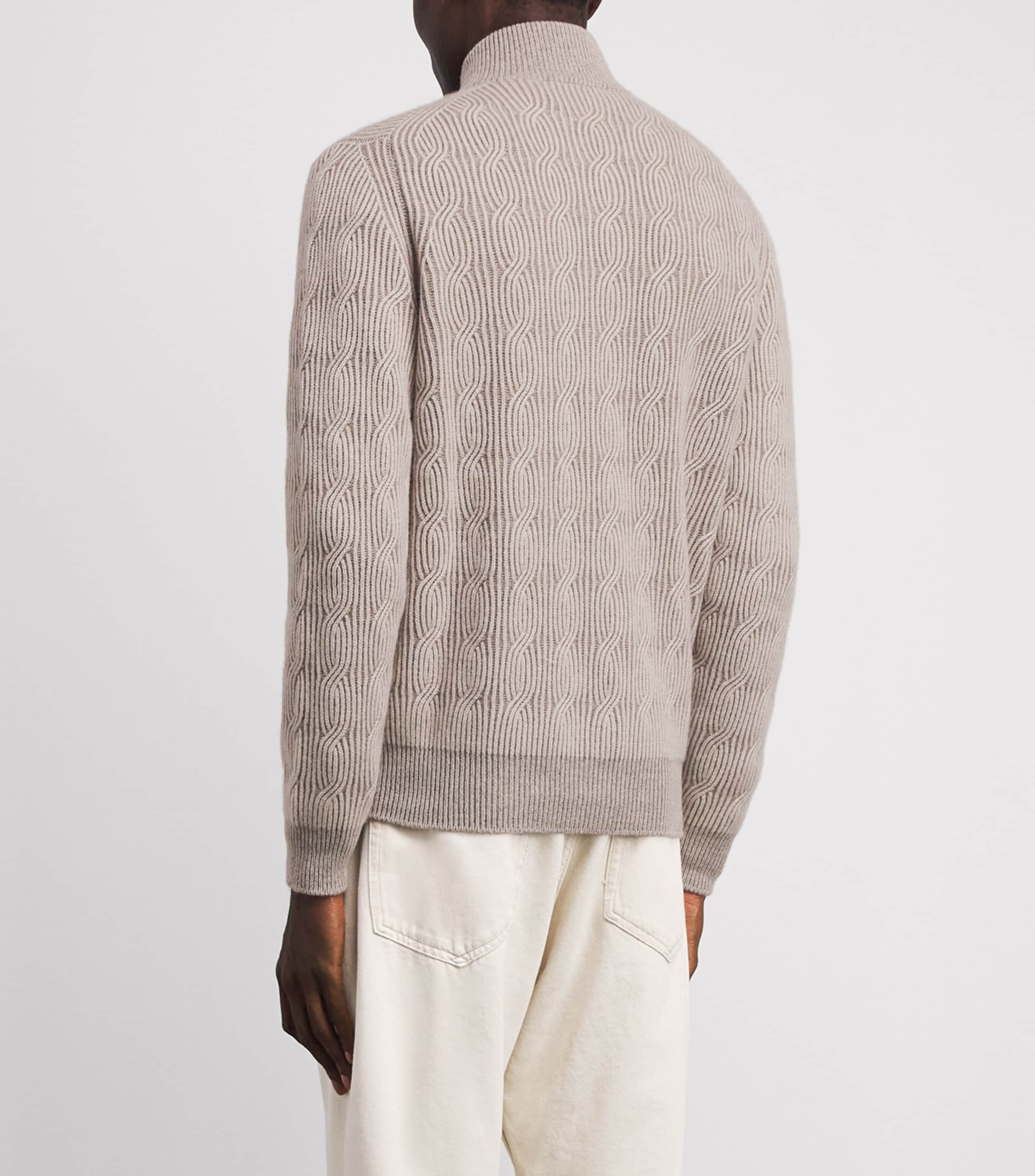Fioroni Cashmere Mens Cashmere Cable-Knit Zip-Up Sweatshirt Sabbi Image 5