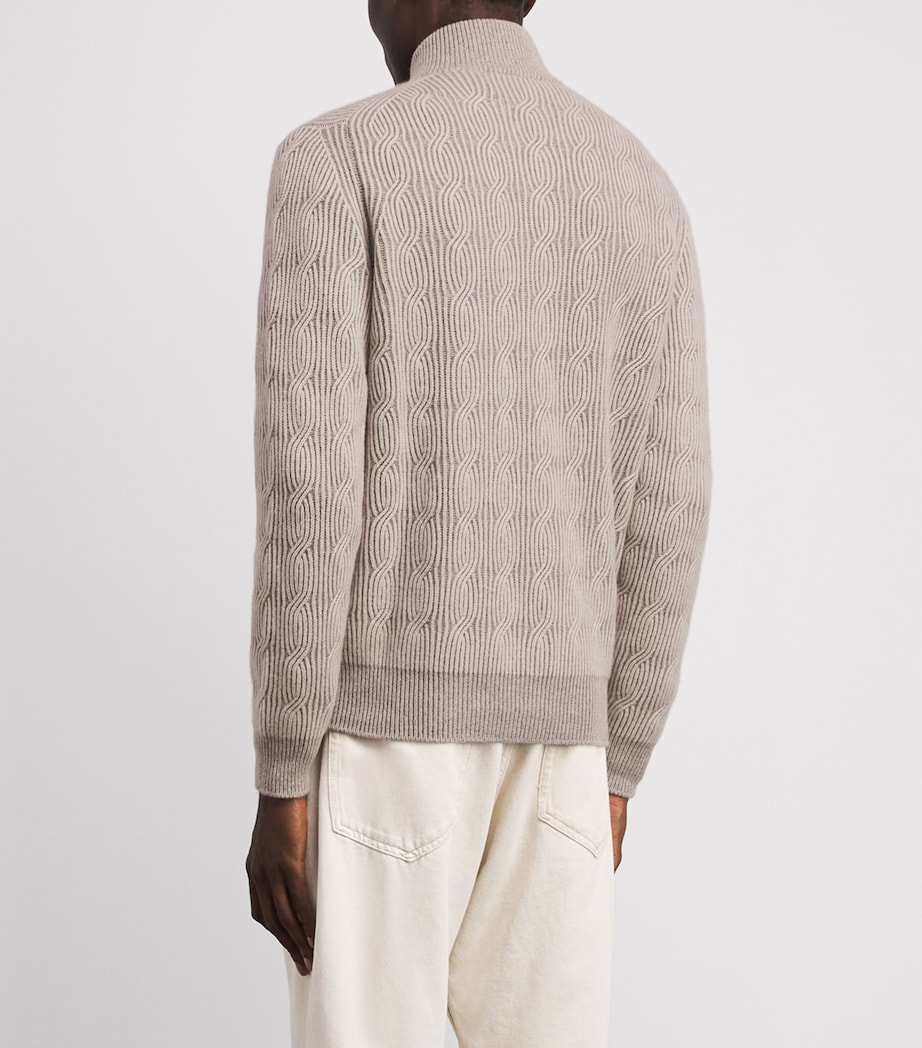 Fioroni Cashmere Mens Cashmere Cable-Knit Zip-Up Sweatshirt Sabbi Image 5