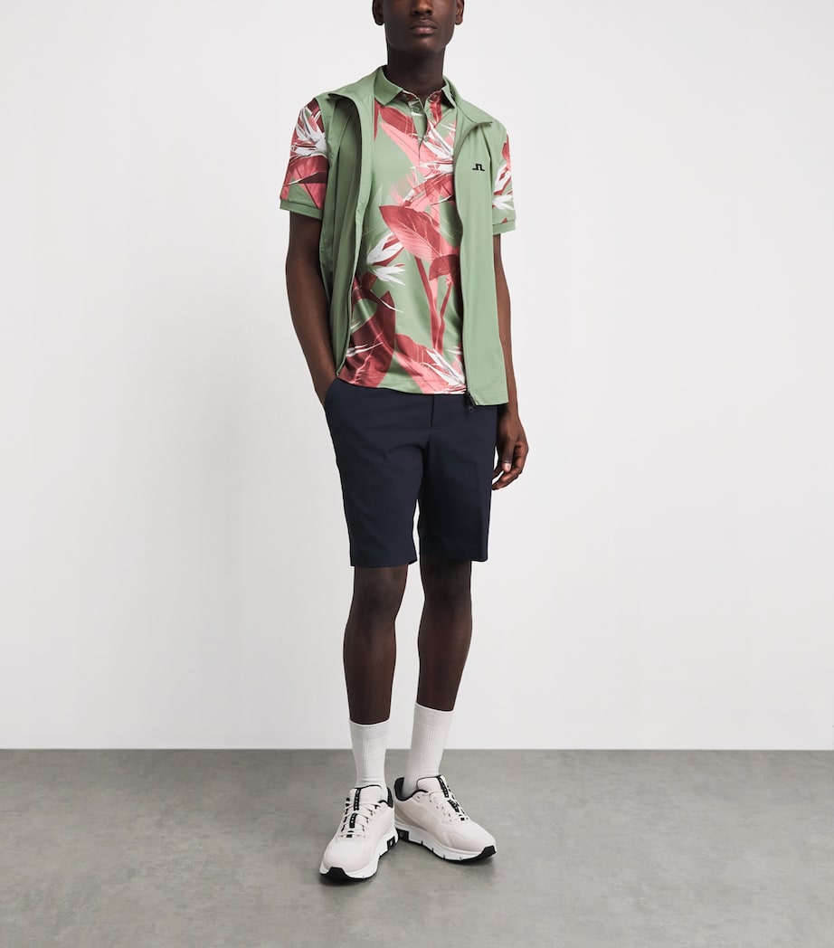 J Lindeberg Mens Tour Tech Print Polo Shirt Paradise Hedge Image 2