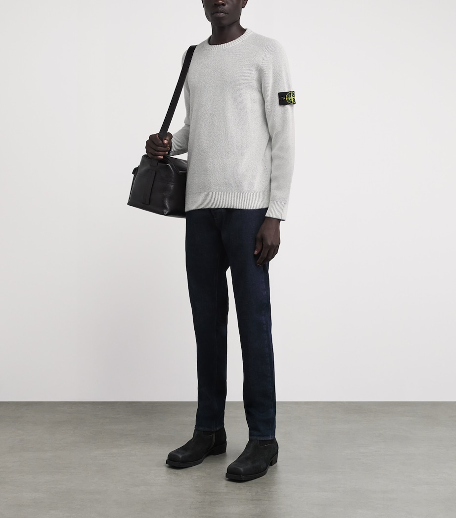 Stone Island Mens Cotton-Blend Rib Bouclé Sweater Image 2
