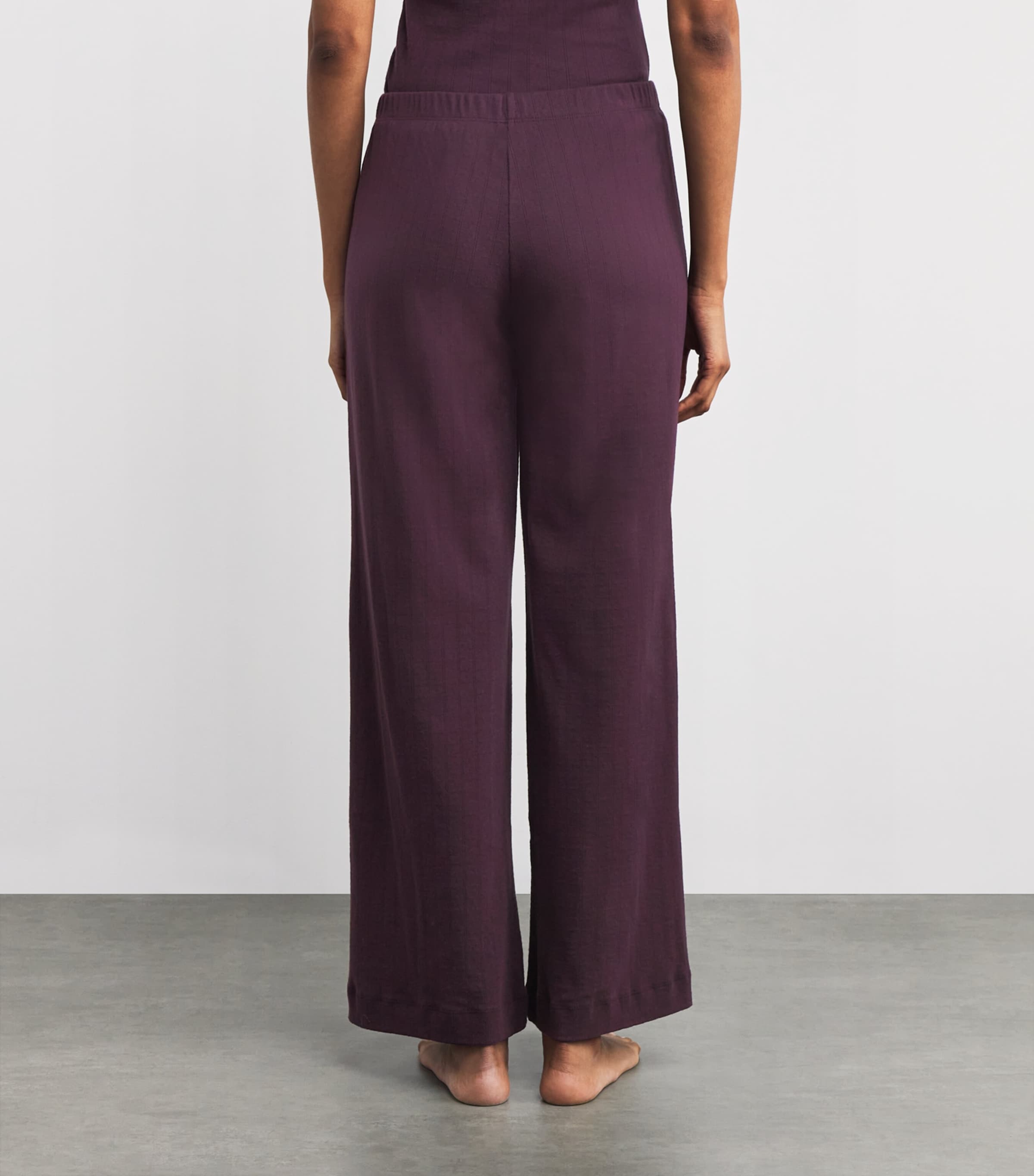 Cotton Pointelle Lounge Trousers DARK BERRY Image 4