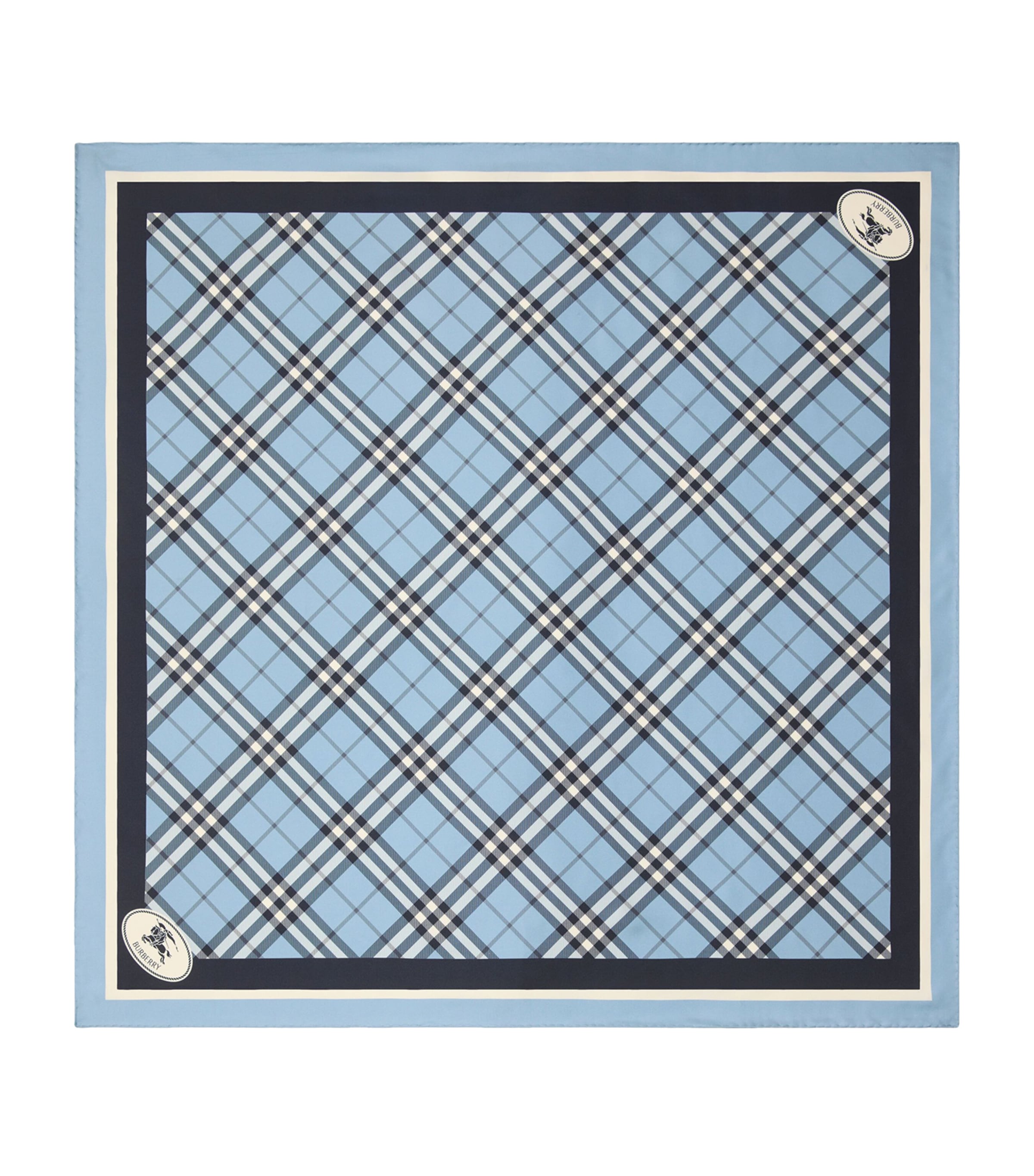 Burberry Silk Check Scarf In Blue