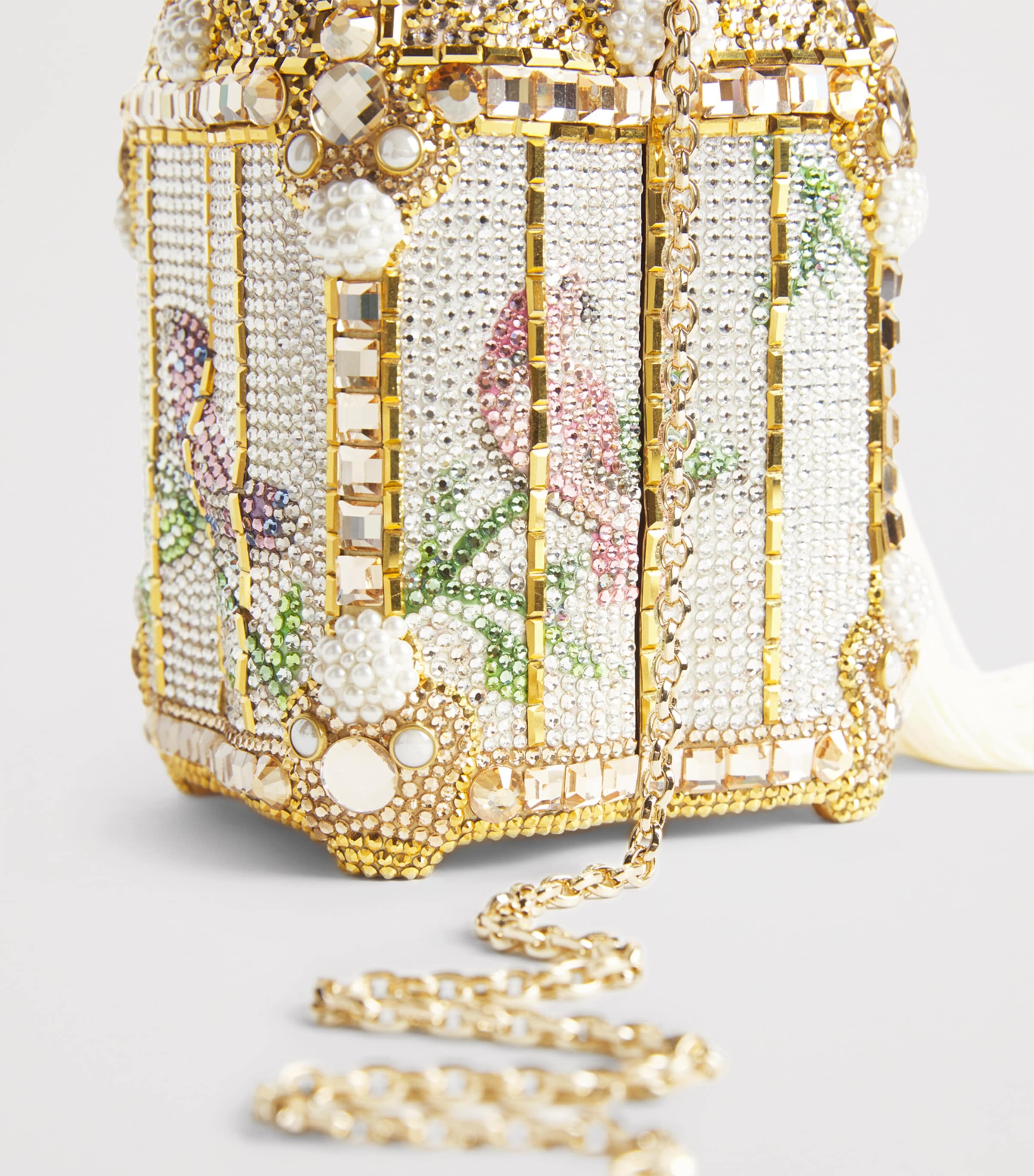 Crystal-Embellished Birdcage Clutch Bag CHAMPAGNE RHINE MLTI Image 5