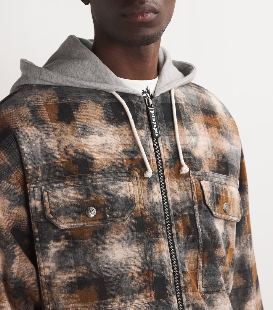 Palm Angels Mens Hooded Jacket Grey Off White Image 6
