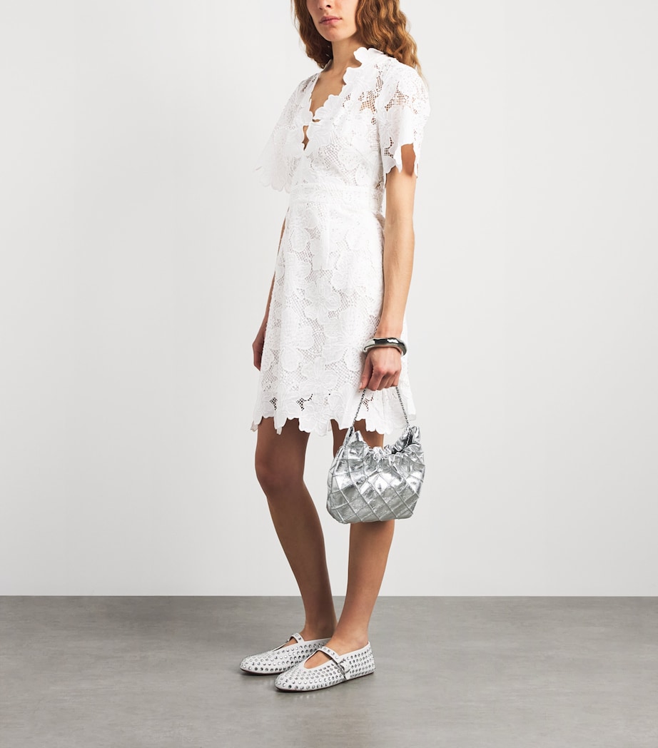 Sandro Paris Womens Guipure Lace Mini Dress White Image 2