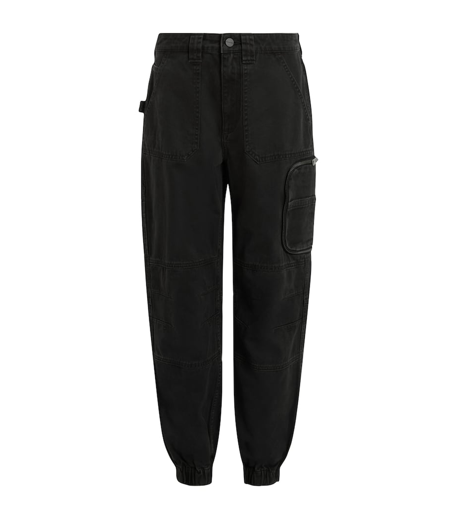 AllSaints Womens Denim Florence Cargo Trousers Washed Black Image 1