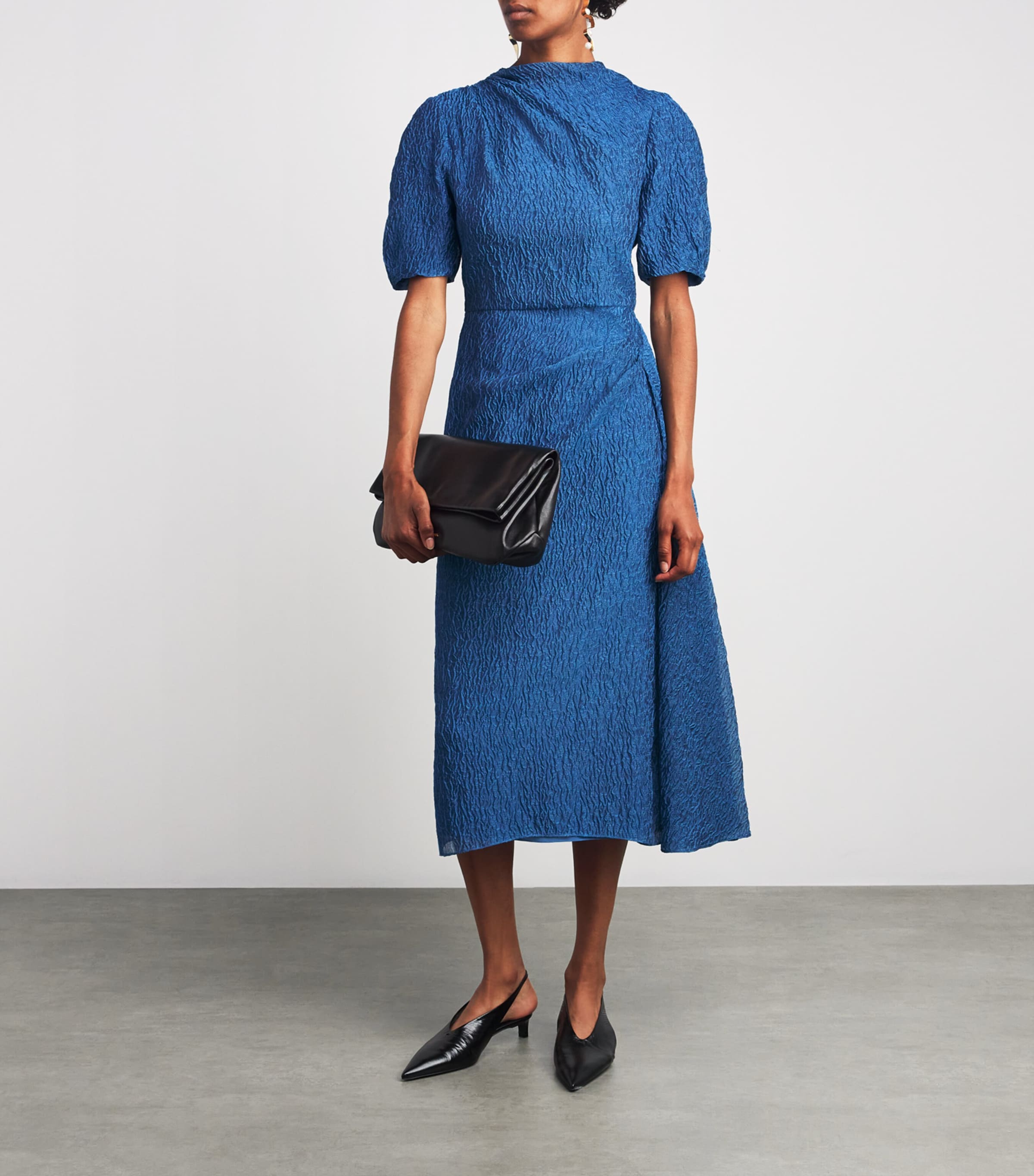 Organza Cloque Midi Dress PALE COBALT Image 2