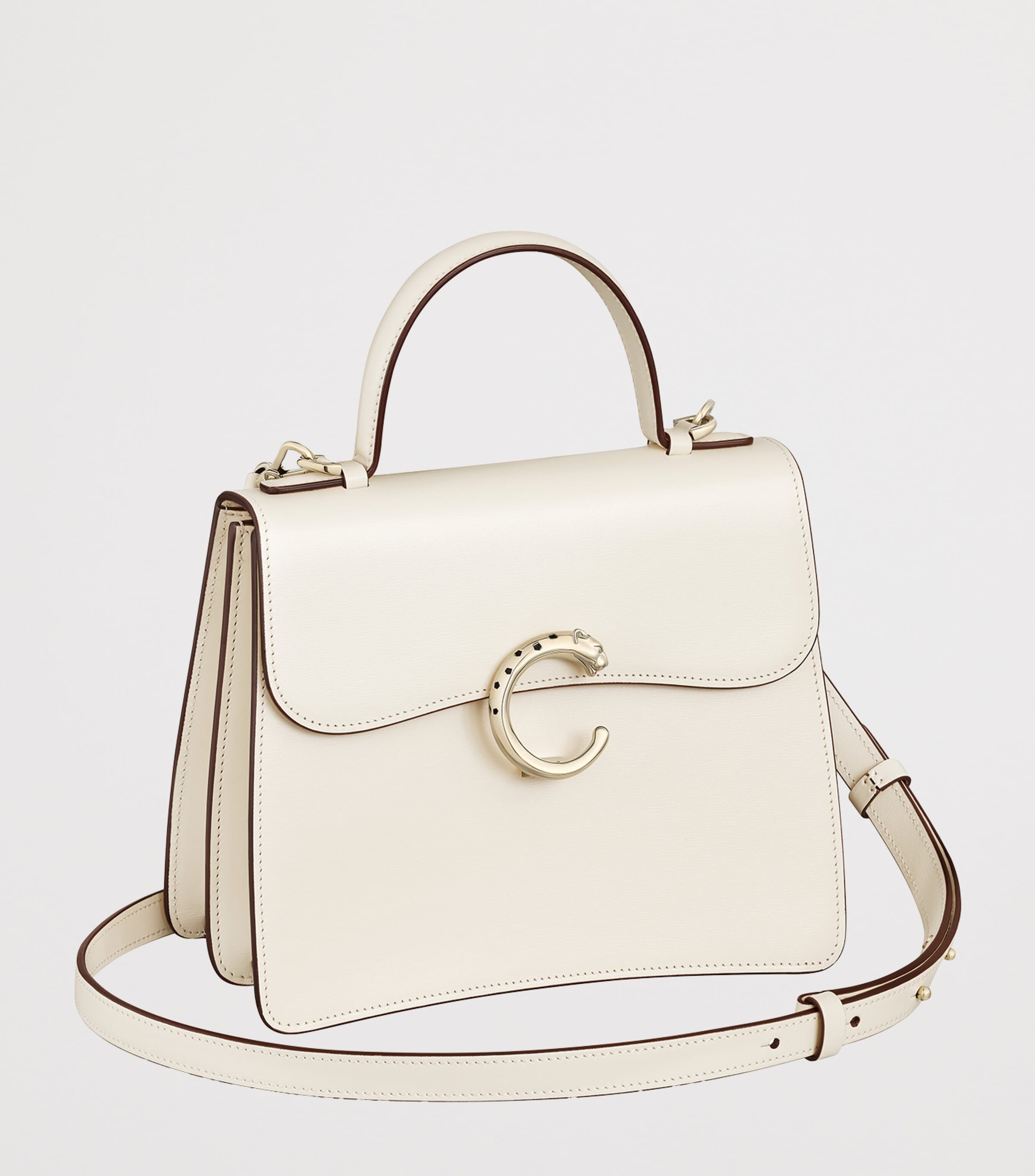 Small Panthère C de Cartier Top-Handle Bag SALT WHITE Image 2