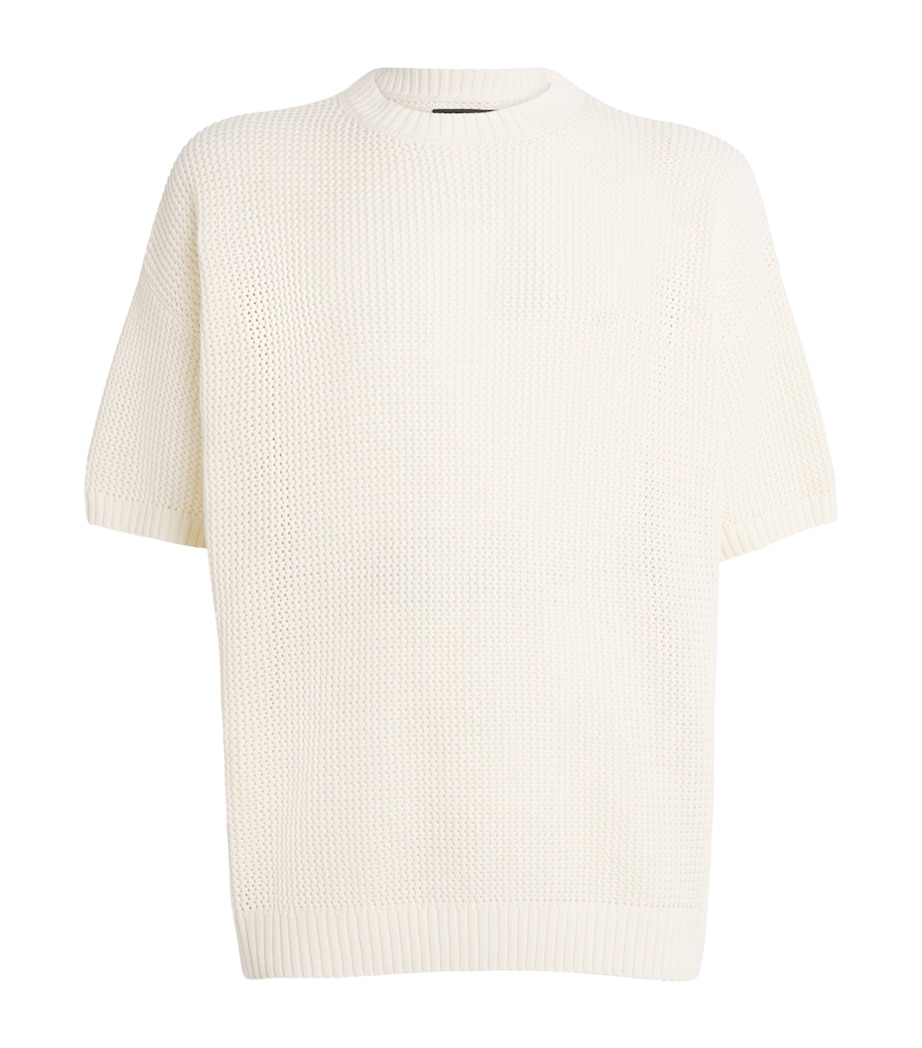 AMIRI Mens Cotton Crochet Short-Sleeve Shirt Ivory Image 1