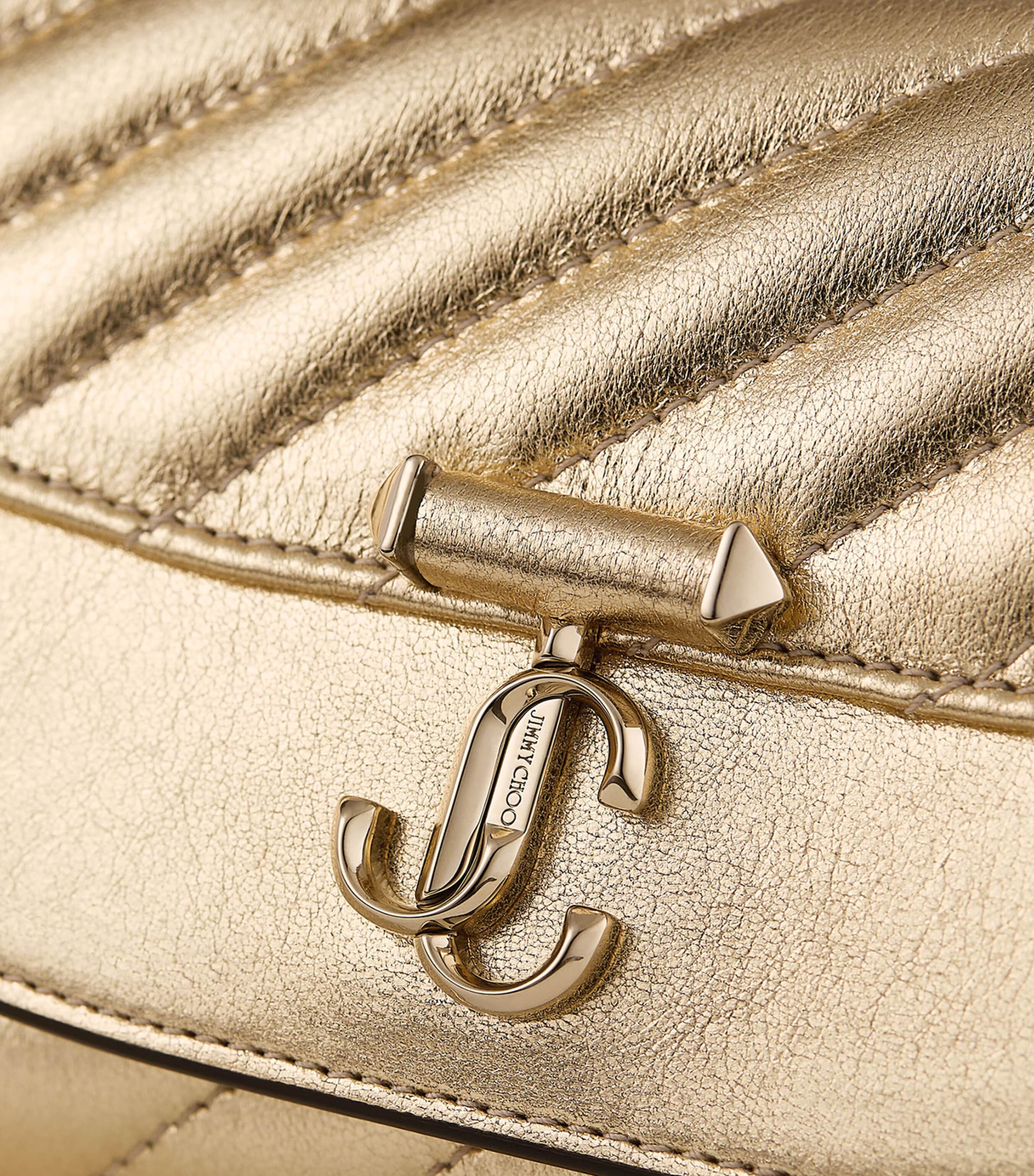 Jimmy Choo Gold Leather Curve Chain Wallet | Harrods UK