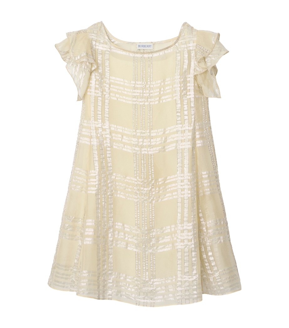 Metallic Silk Check Dress (3-12 Years) SAND Image 1
