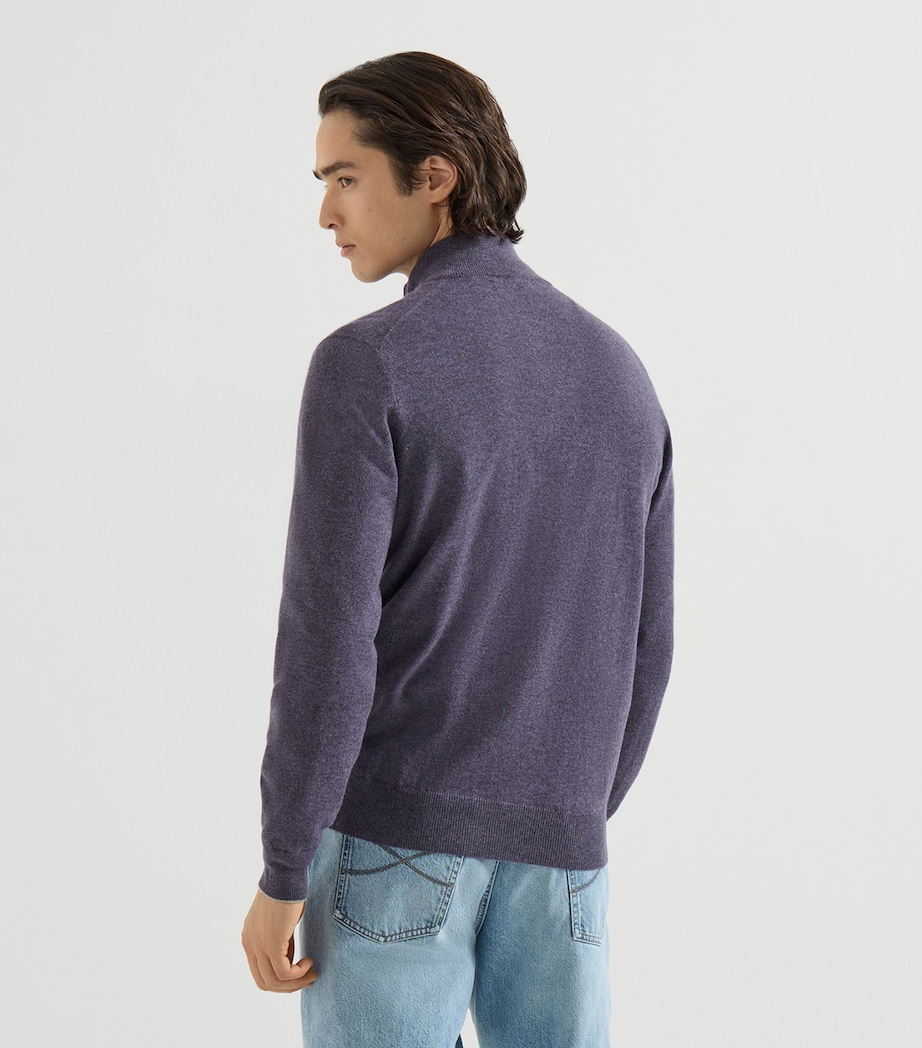 Brunello Cucinelli Mens Cashmere High-Neck Cardigan Image 5