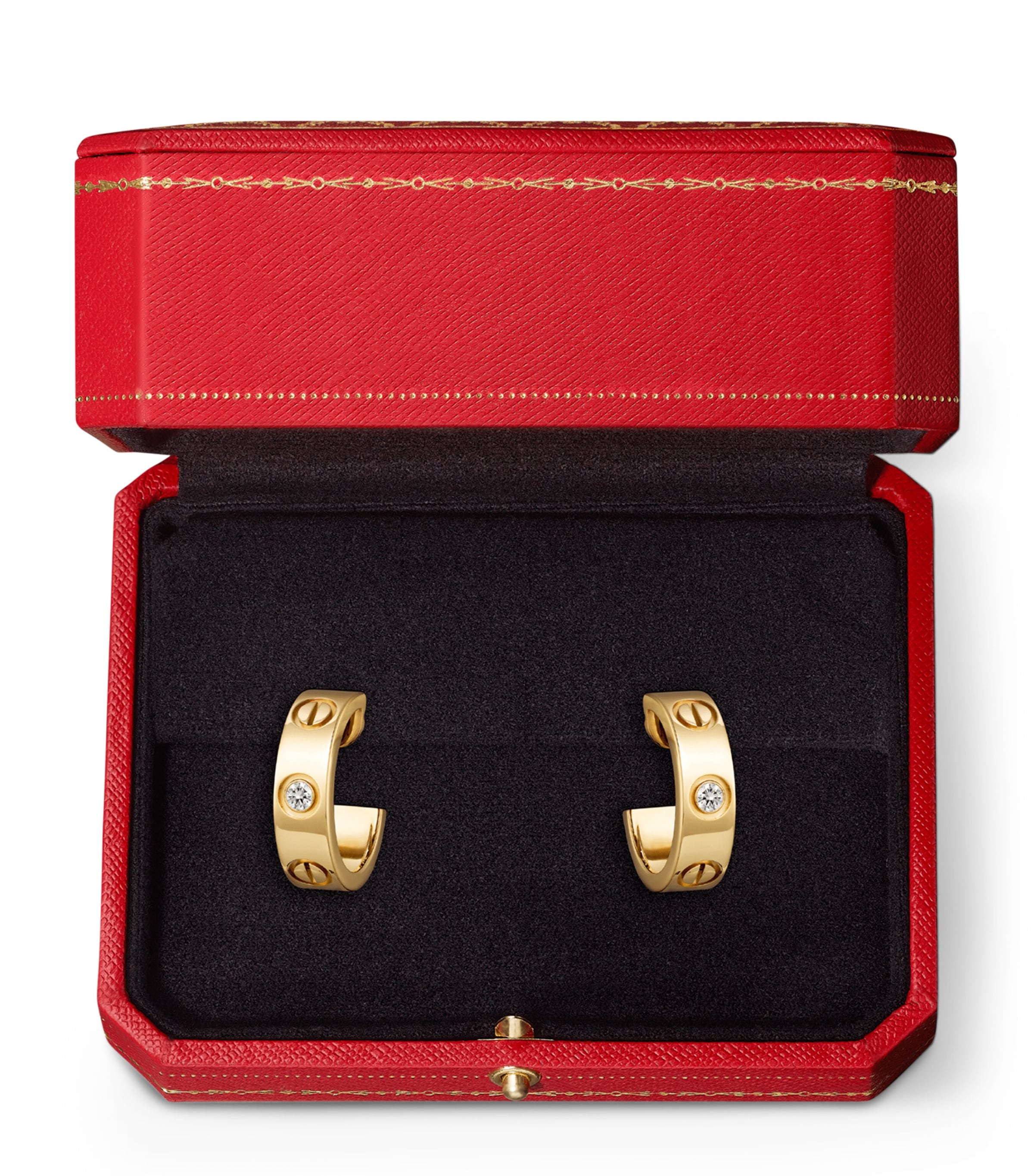 Yellow Gold and Diamond LOVE Hoop Earrings YELLOW GOLD Image 6