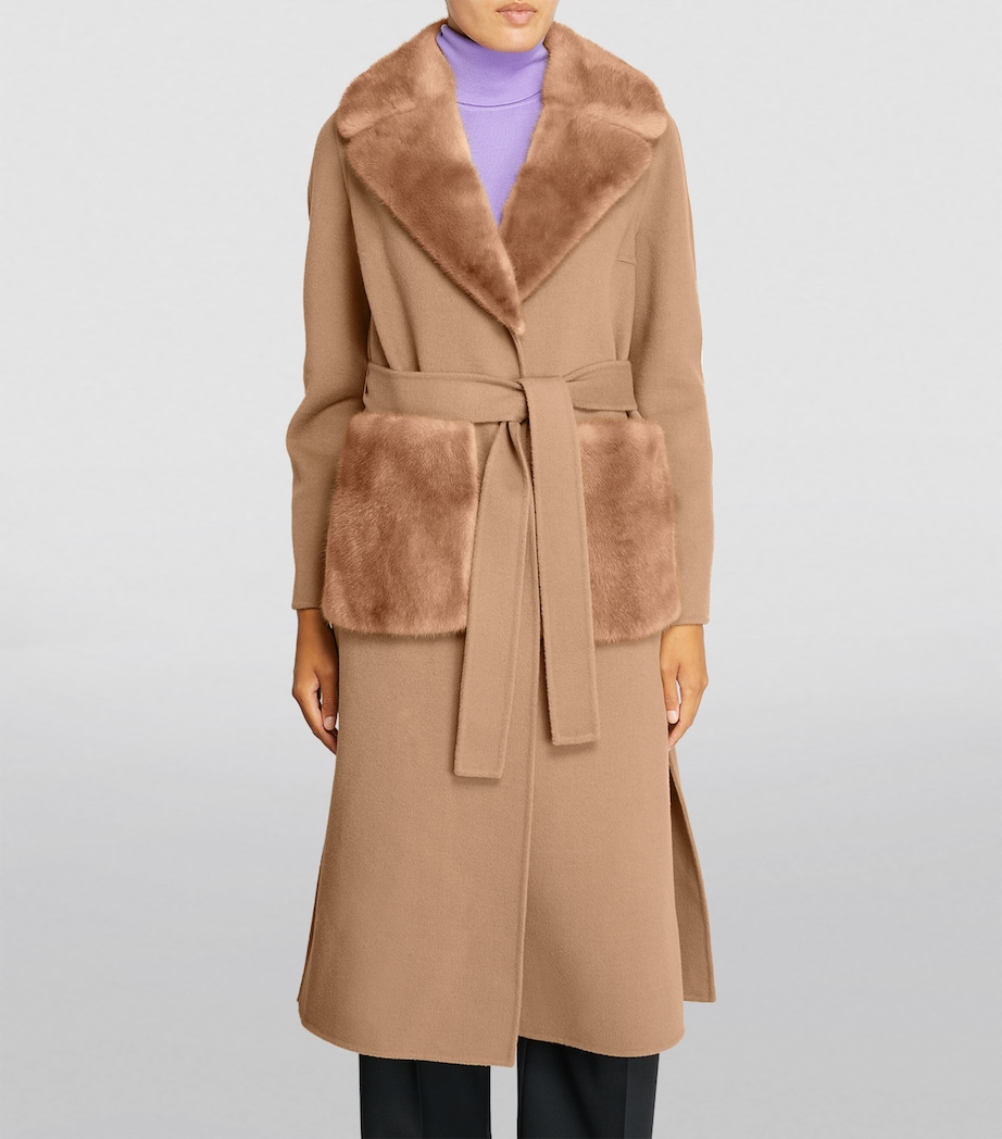 Cashmere-Wool Fox Fur-Trim Coat A2198 Image 2