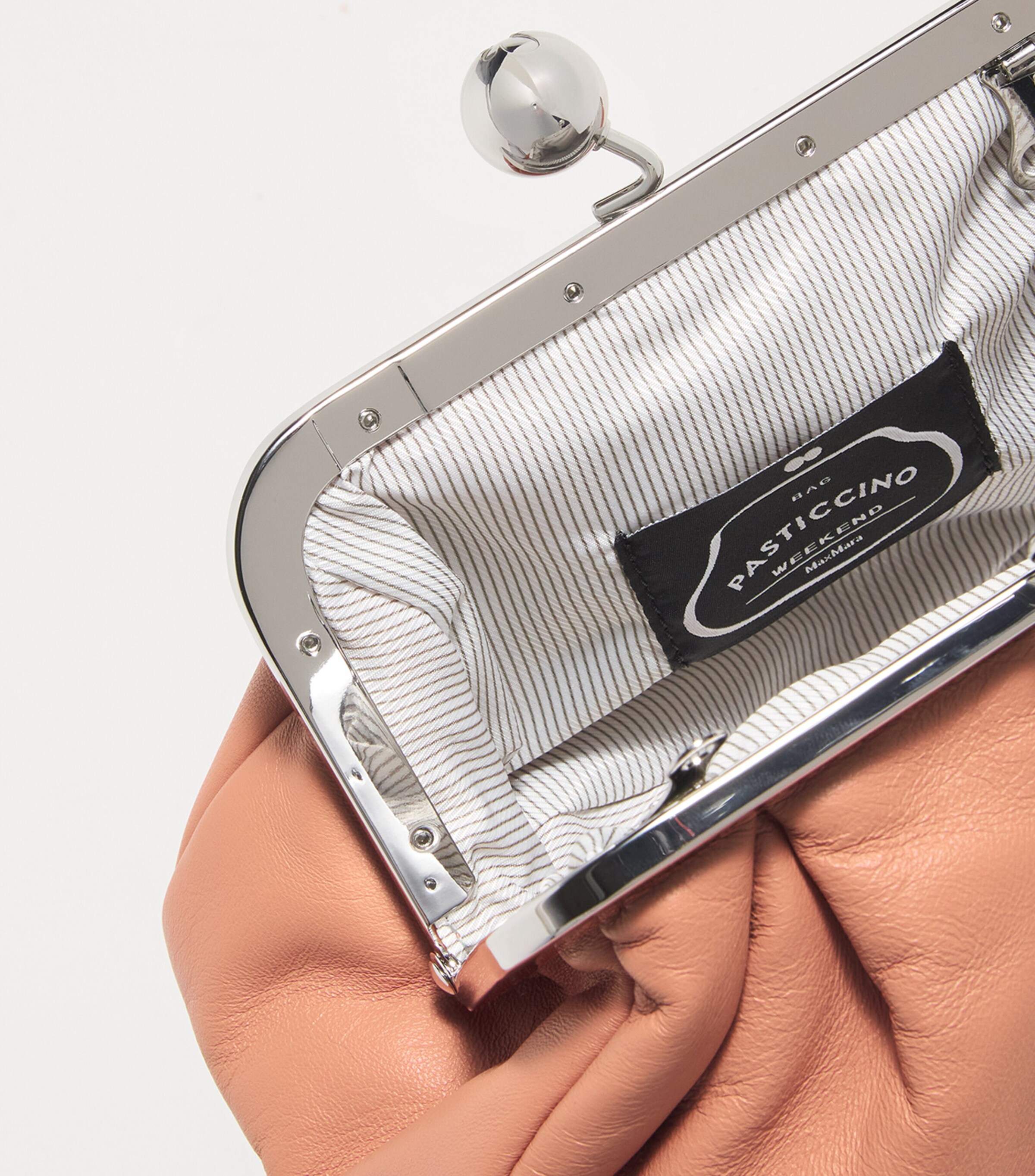 Small Leather Pasticcino Clutch Bag PINK Image 6