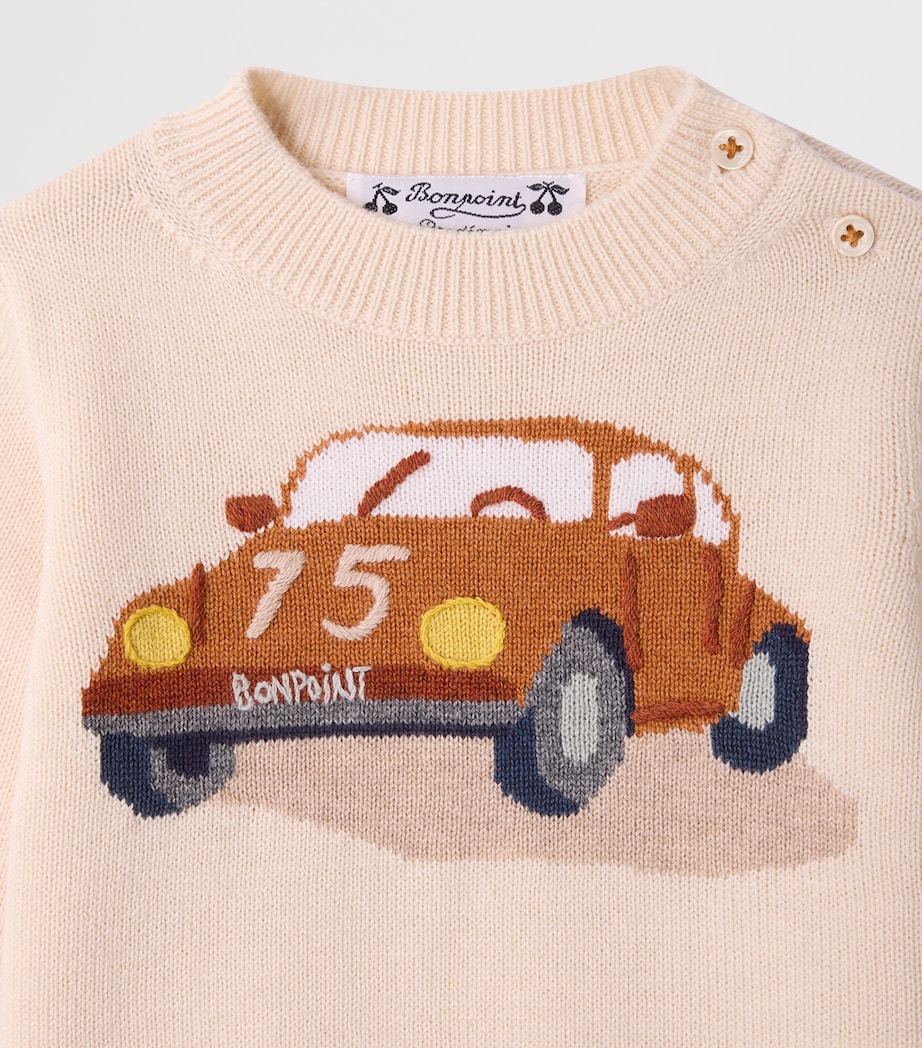 Bonpoint Wool-Cotton Almira Sweater (6-12 Months) Ecru Image 3