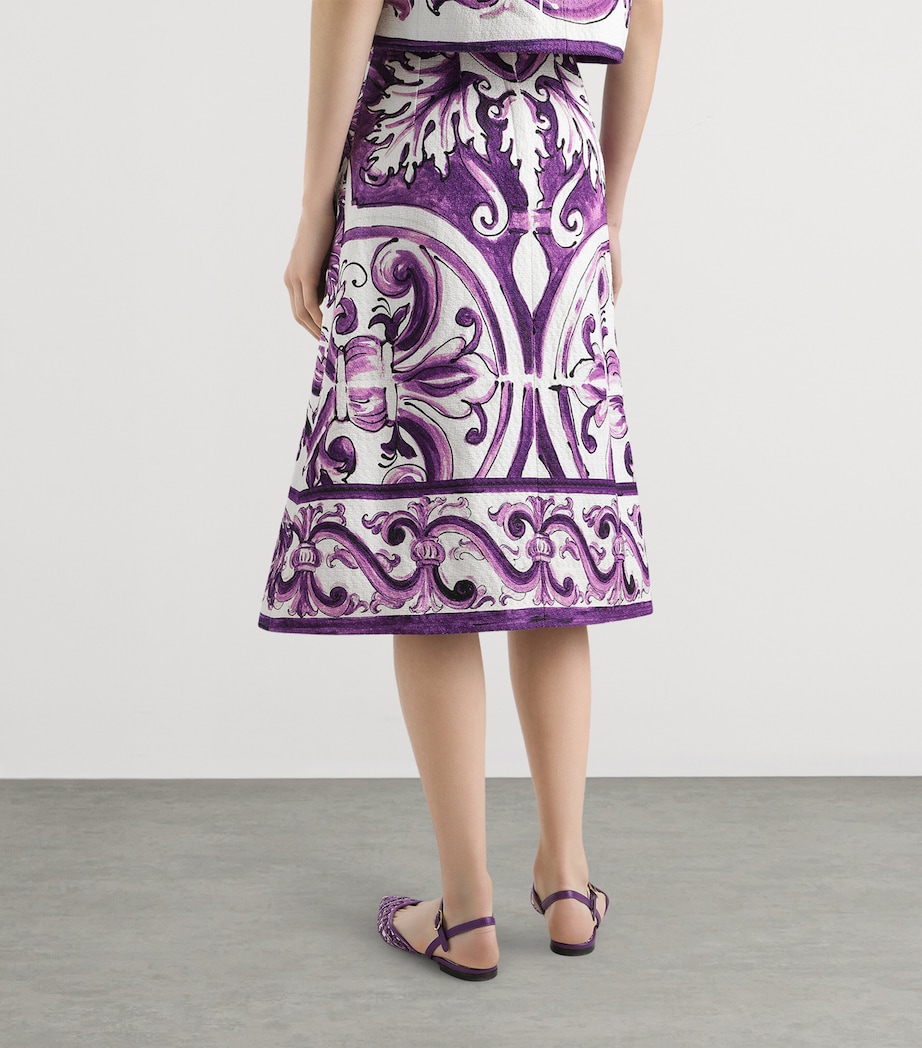 Cotton-Blend Majolica Print Midi Skirt HP5DQ-MIX MAIOLICA L Image 4
