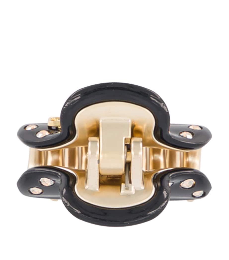 Alexandre de Paris Gold-Plated Crystal-Embellished Claw Hair Clip Noir B/or Image 3