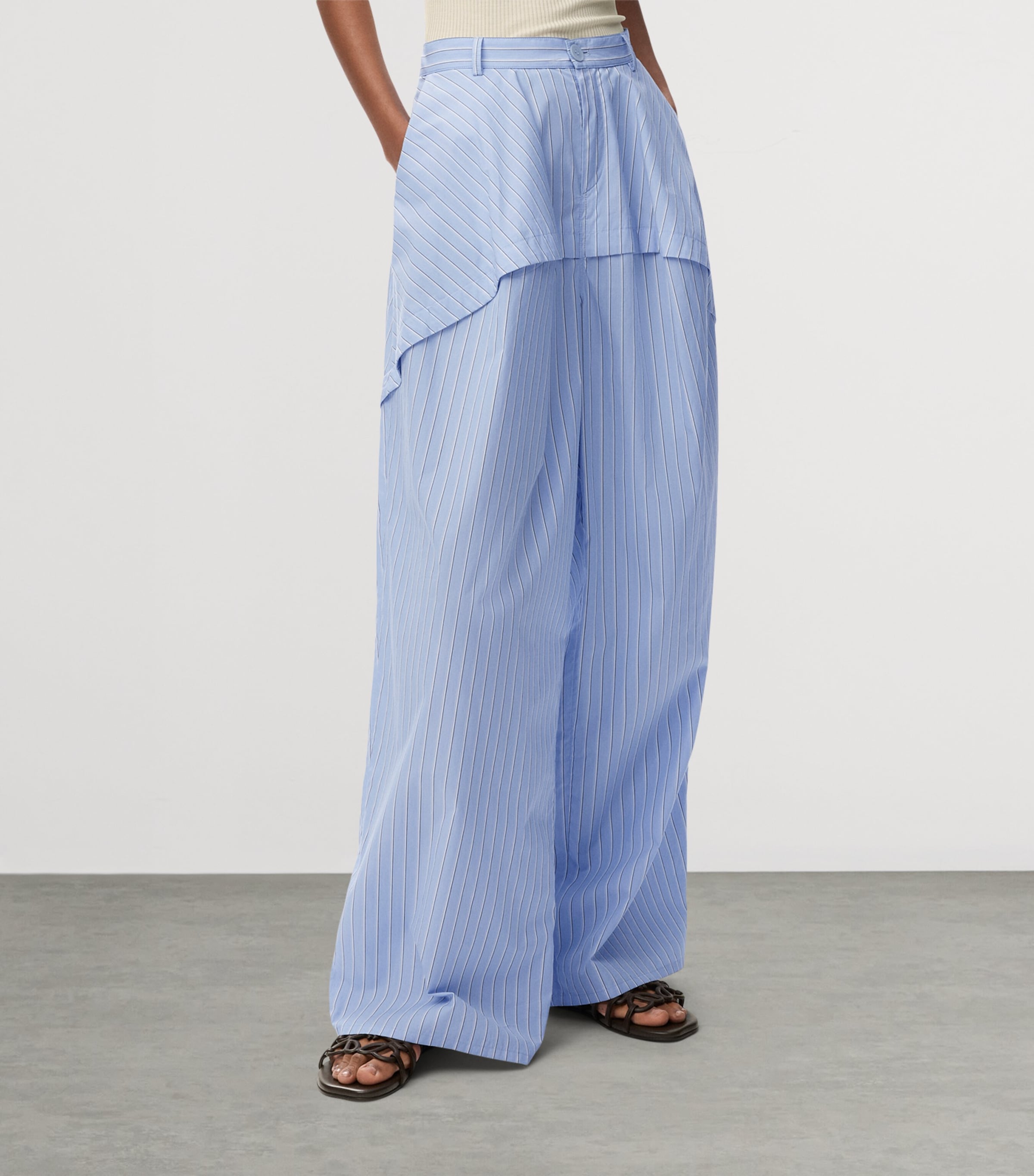 LOEWE Womens x Paula's Ibiza Cotton Panelled Stripe Trousers Blue/multicolor Image 3