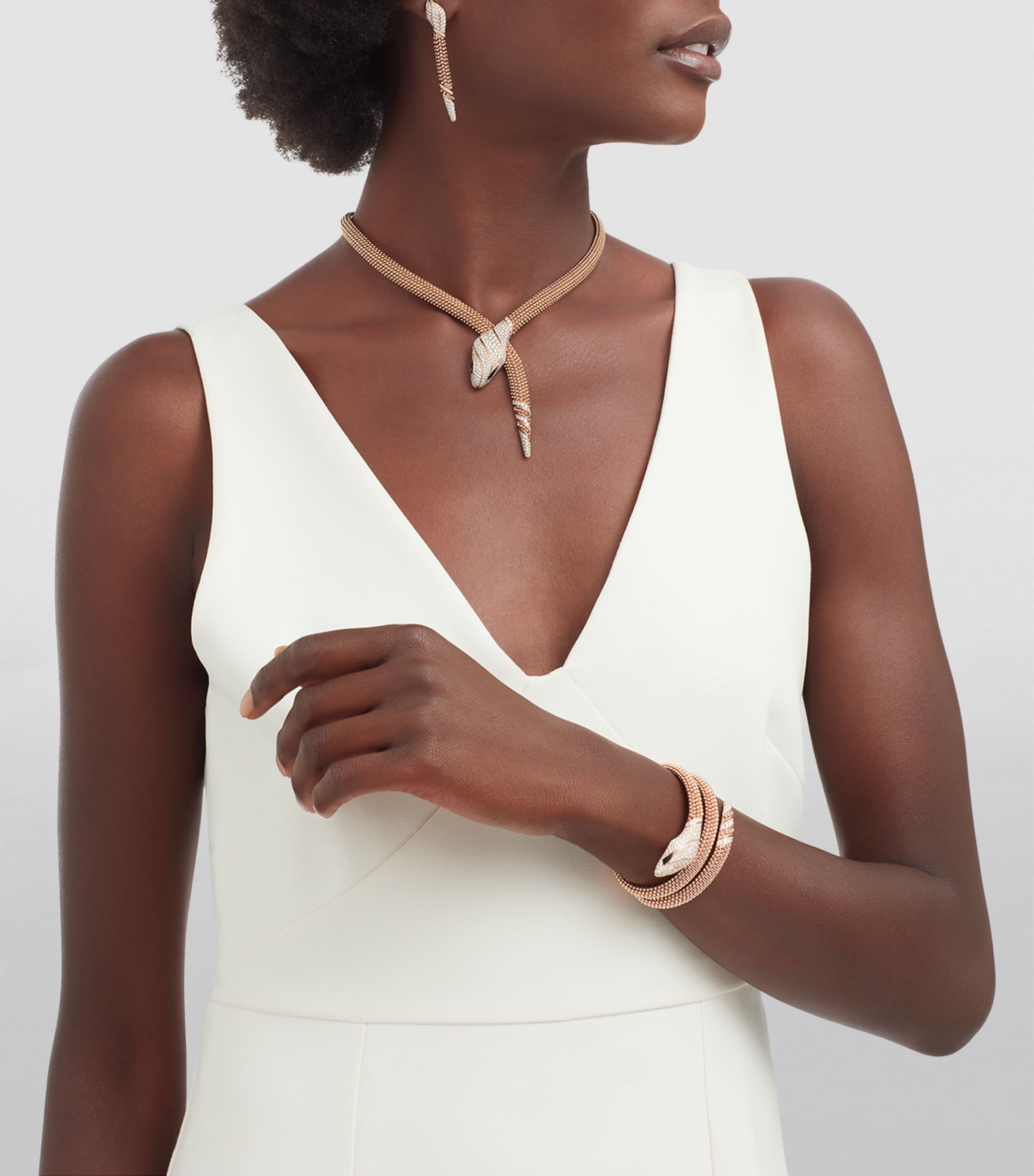 Rose Gold and Diamond Serpenti Pallini Cuff Bracelet ROSE GOLD Image 3