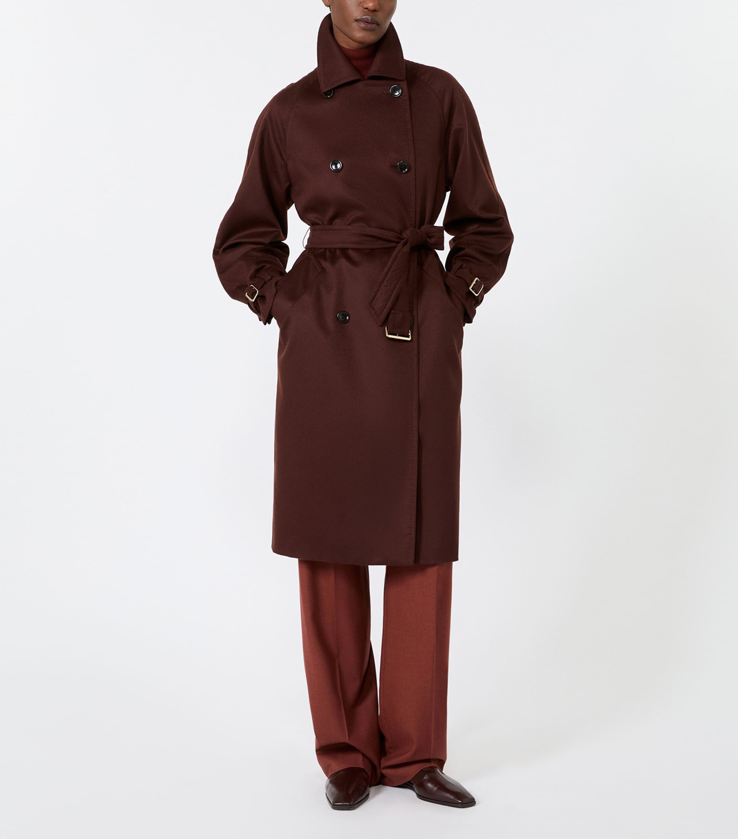 Max Mara Womens Cashmere Trench Coat Rust Image 6