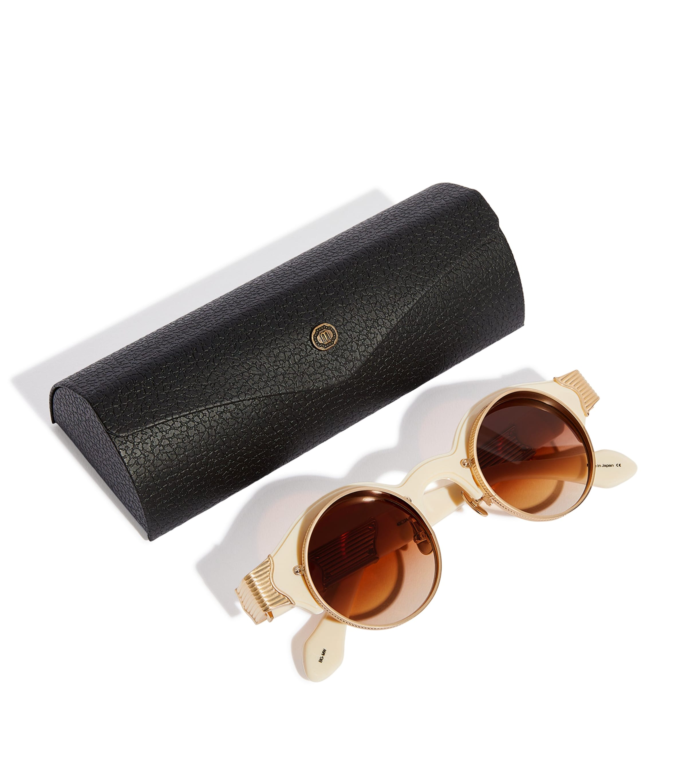 Round-Frame Sunglasses BRUSHD GOLD MILK WHT Image 3