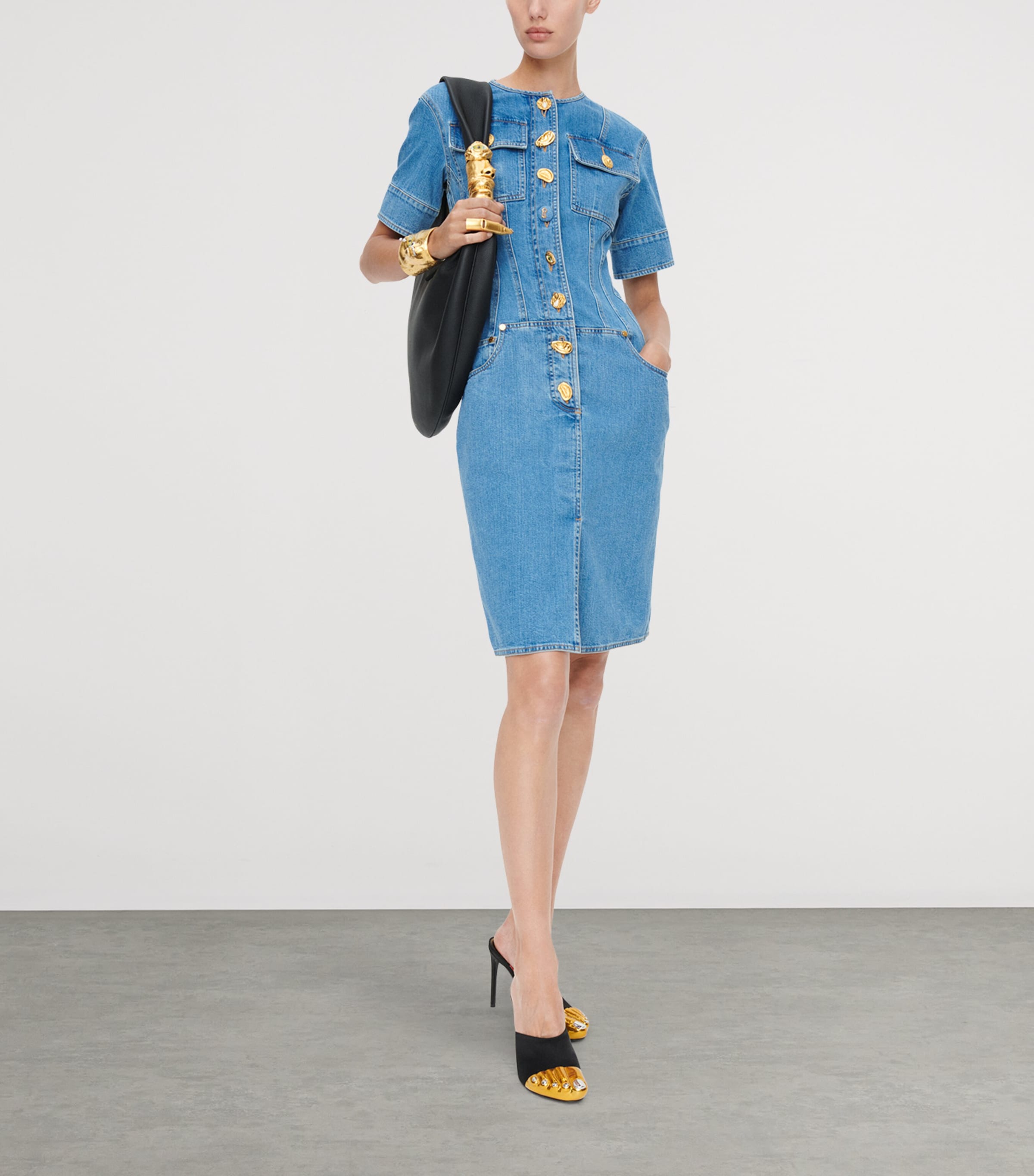 Schiaparelli Womens Denim Corset Mini Dress Blue Image 2