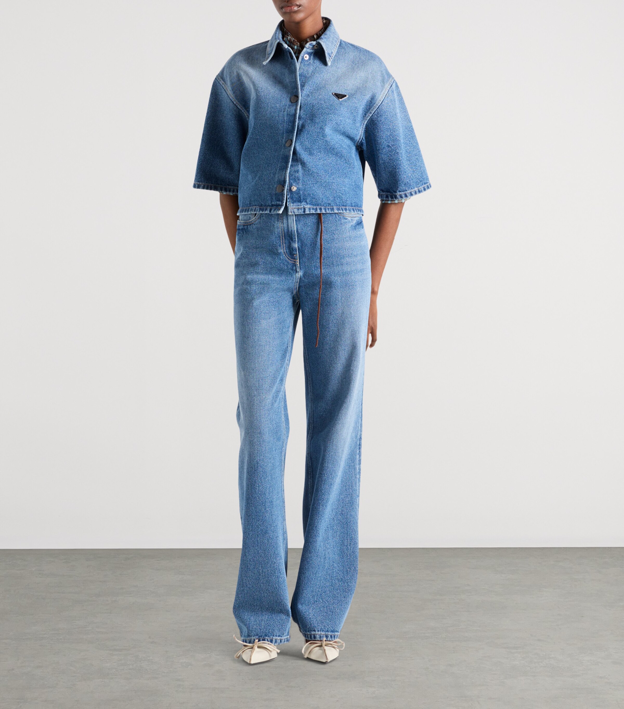Denim Cropped Shirt F0V3N Image 2